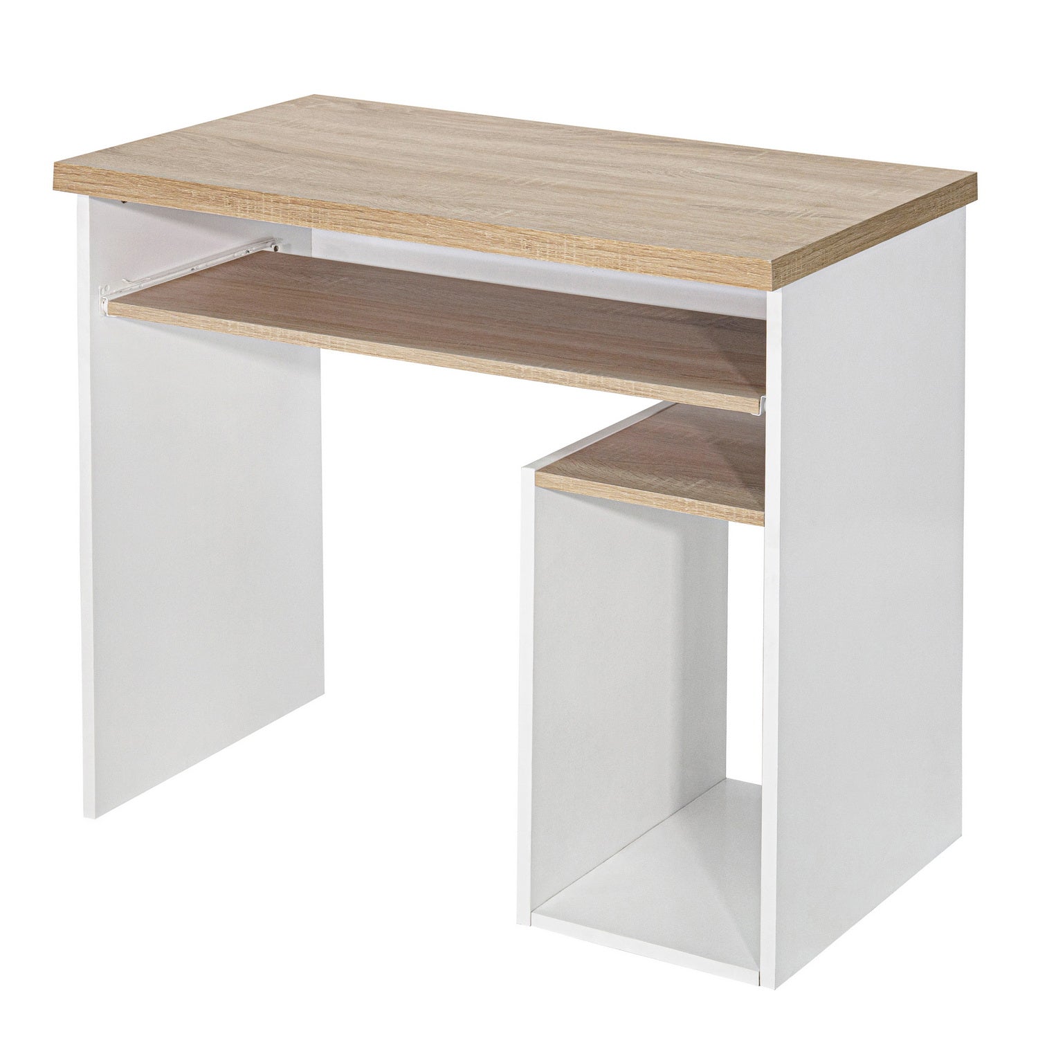 Homy Casa MONTES OAK WHITE Modern Desk for Home Office Workspace Open Box