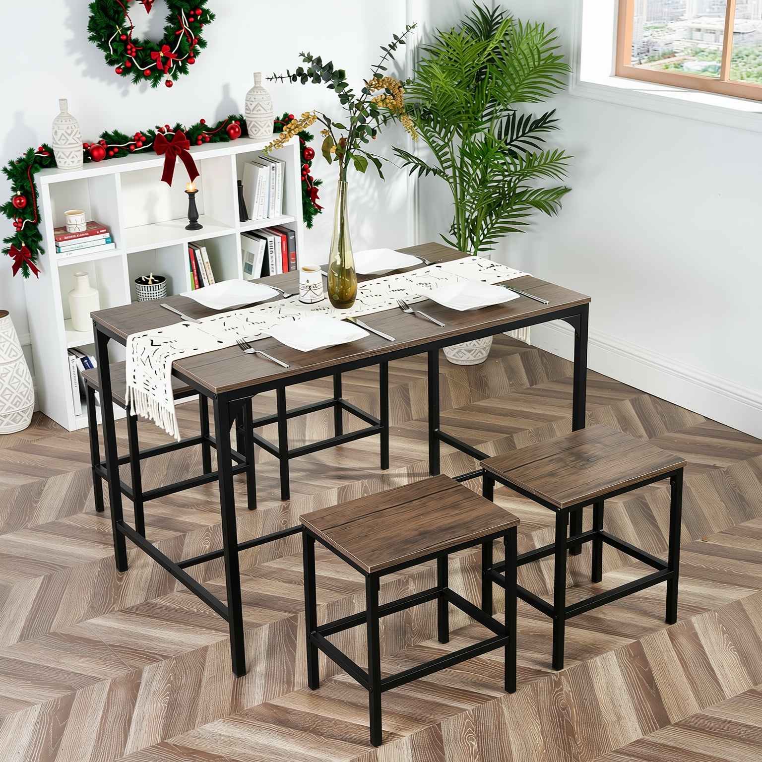 Moreman Brown Dining Table Set (1+4)