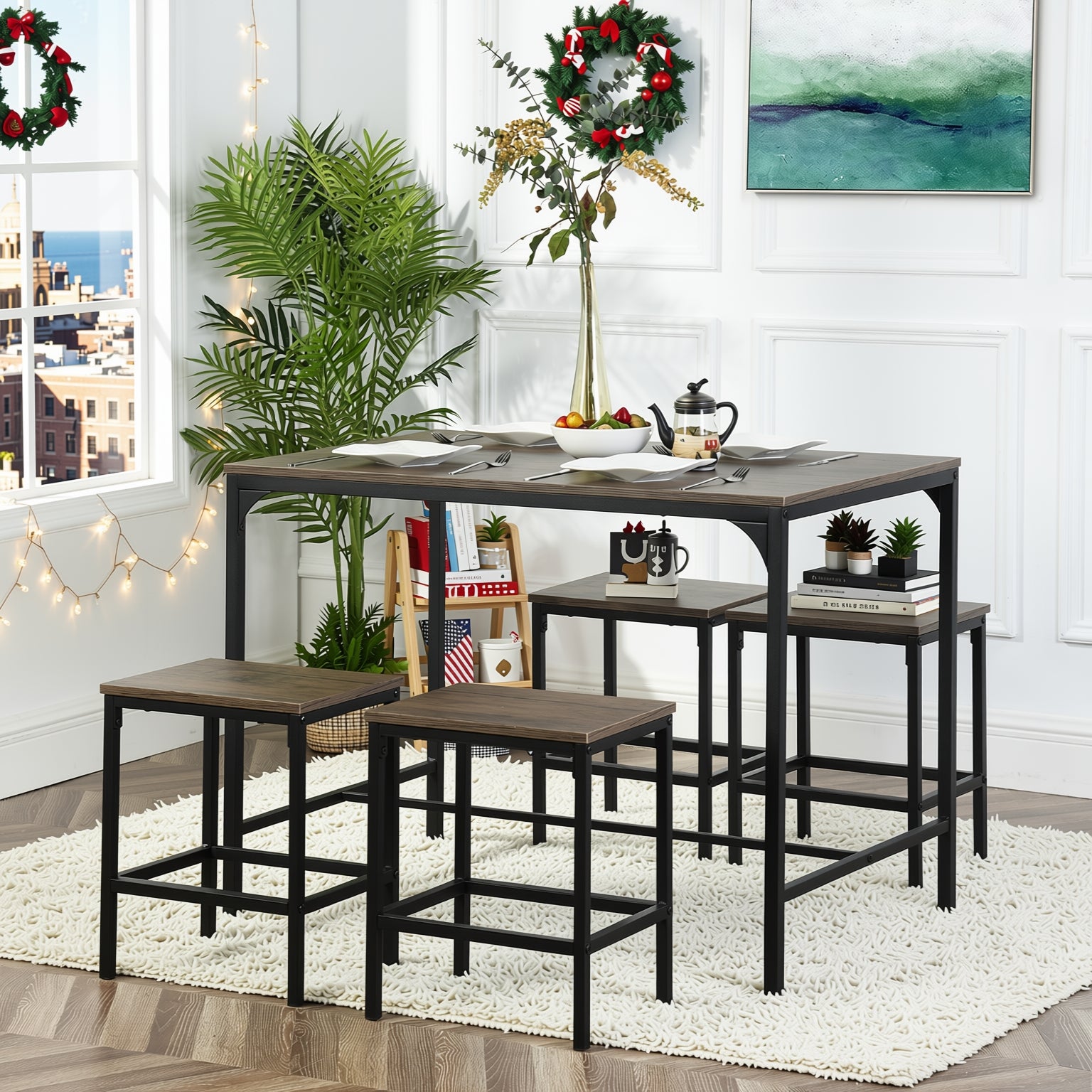 Moreman Brown Dining Table Set (1+4)