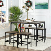 Moreman 5 Piece Dining Table Set 43.3” Dining Tabe with 4 Stools