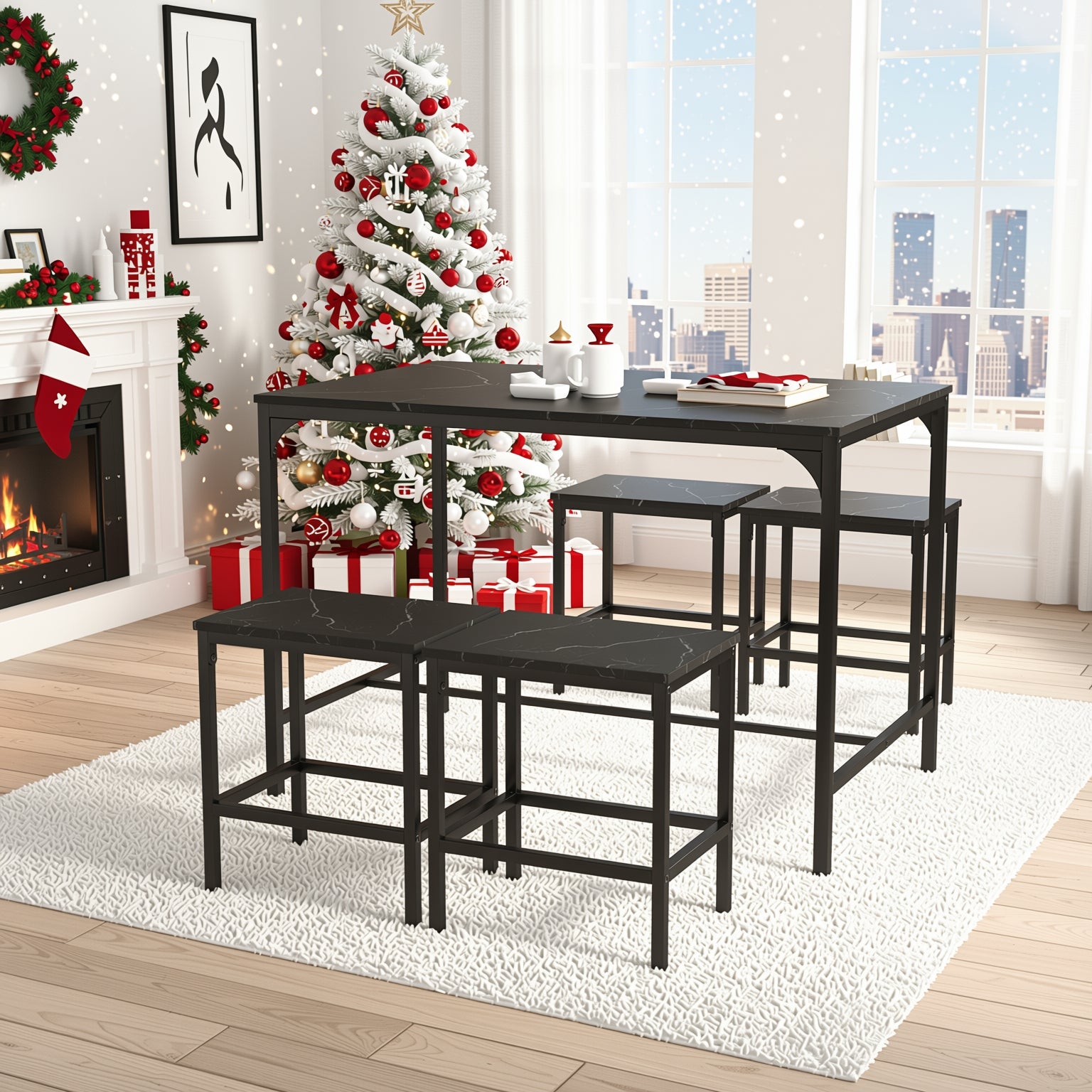 Moreman Brown Dining Table Set (1+4)