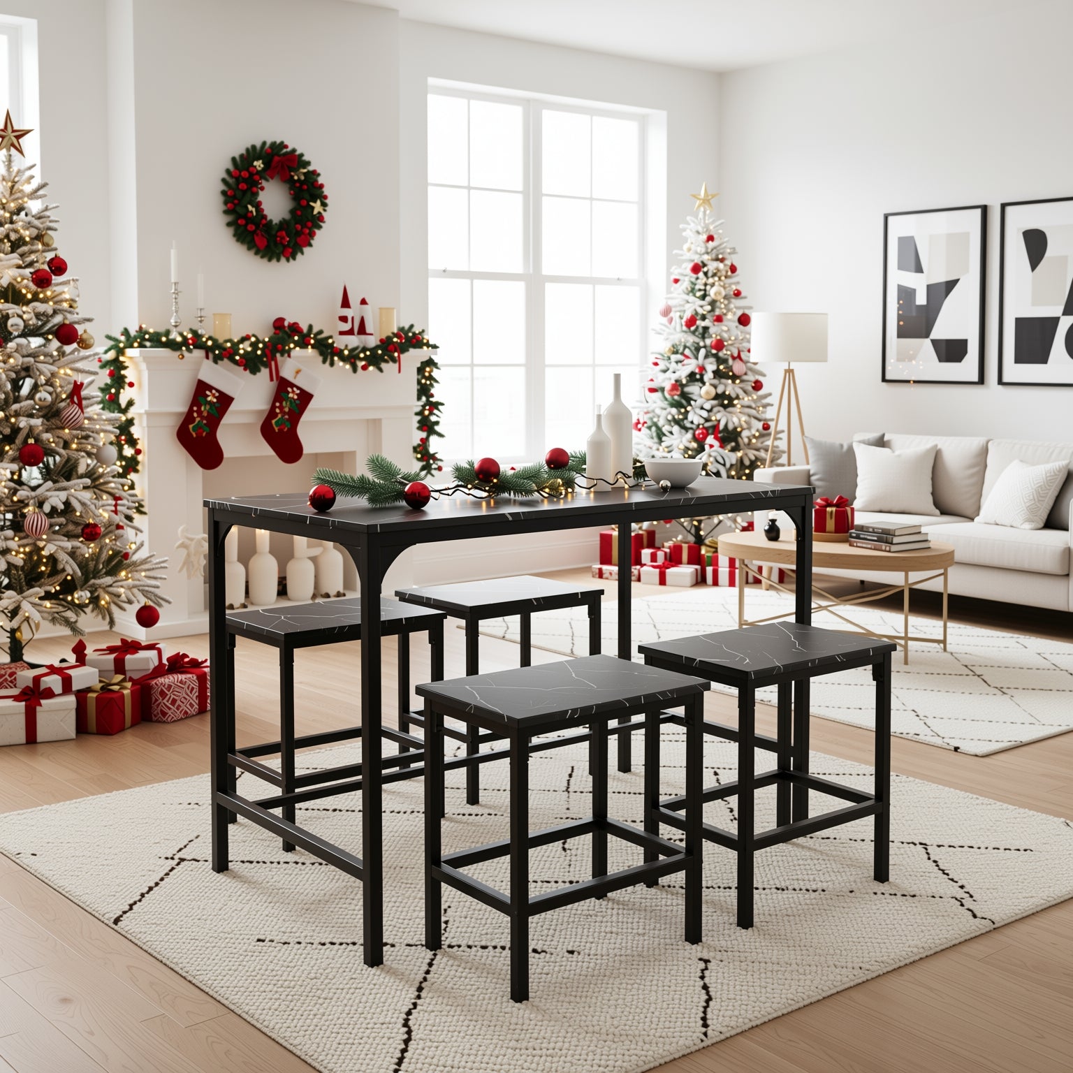 Moreman Brown Dining Table Set (1+4)