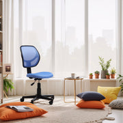 blue mesh office chair, ergonomic desk chair with adjustable height and wheels