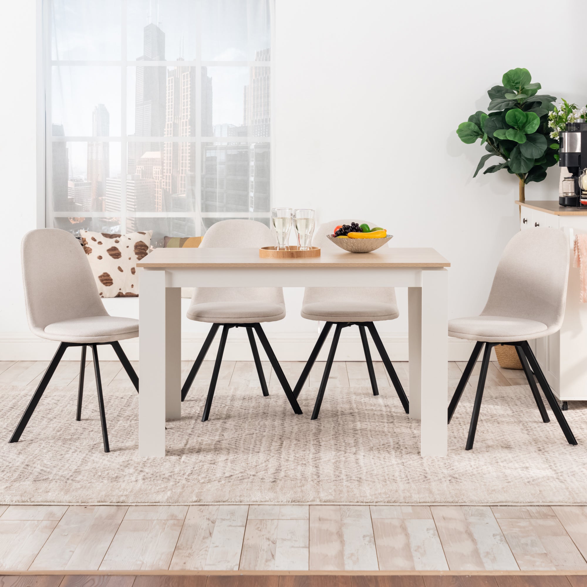 Homy Casa  MUSK 47" Minimalist Rectangular Dining Table in Oak