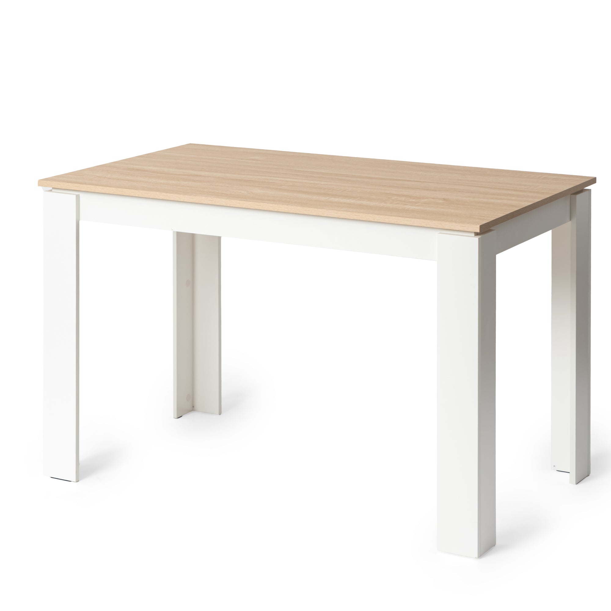 Homy Casa MUSK Modern Dining Table with Oak Grain Top and White Legs, Open Box
