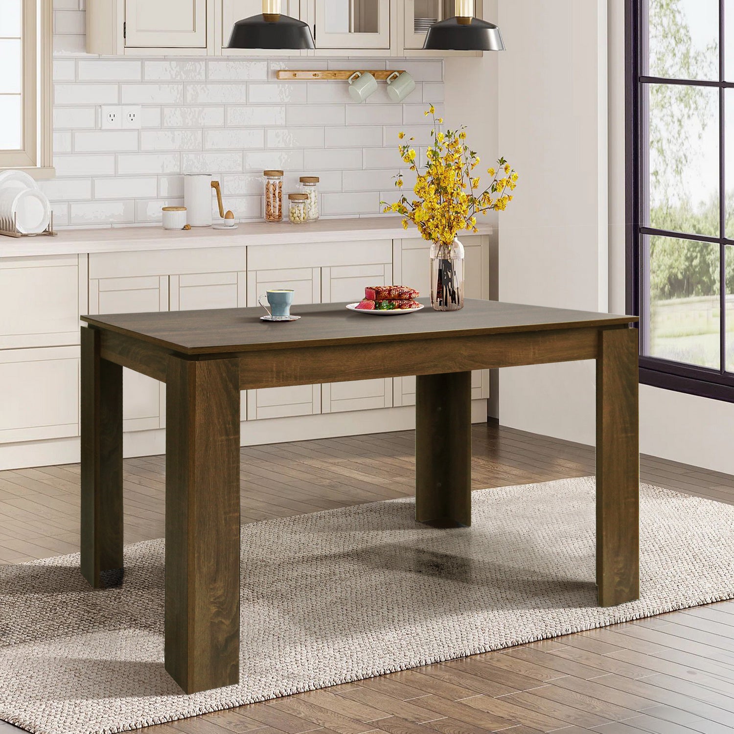 Homy Casa MUSK 120 BROWN CP1 Dining Table "47.2" Modern Table for Dining Room, Office, or Apartment