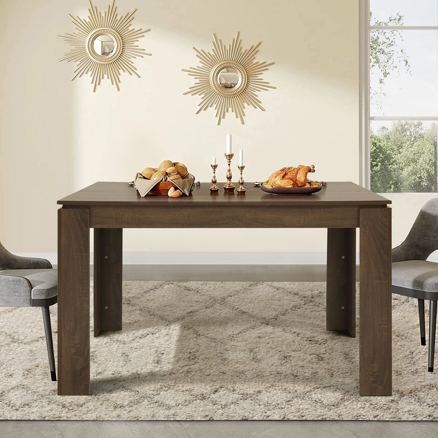 Homy Casa MUSK 120 BROWN CP1 Dining Table "47.2" Modern Table for Dining Room, Office, or Apartment