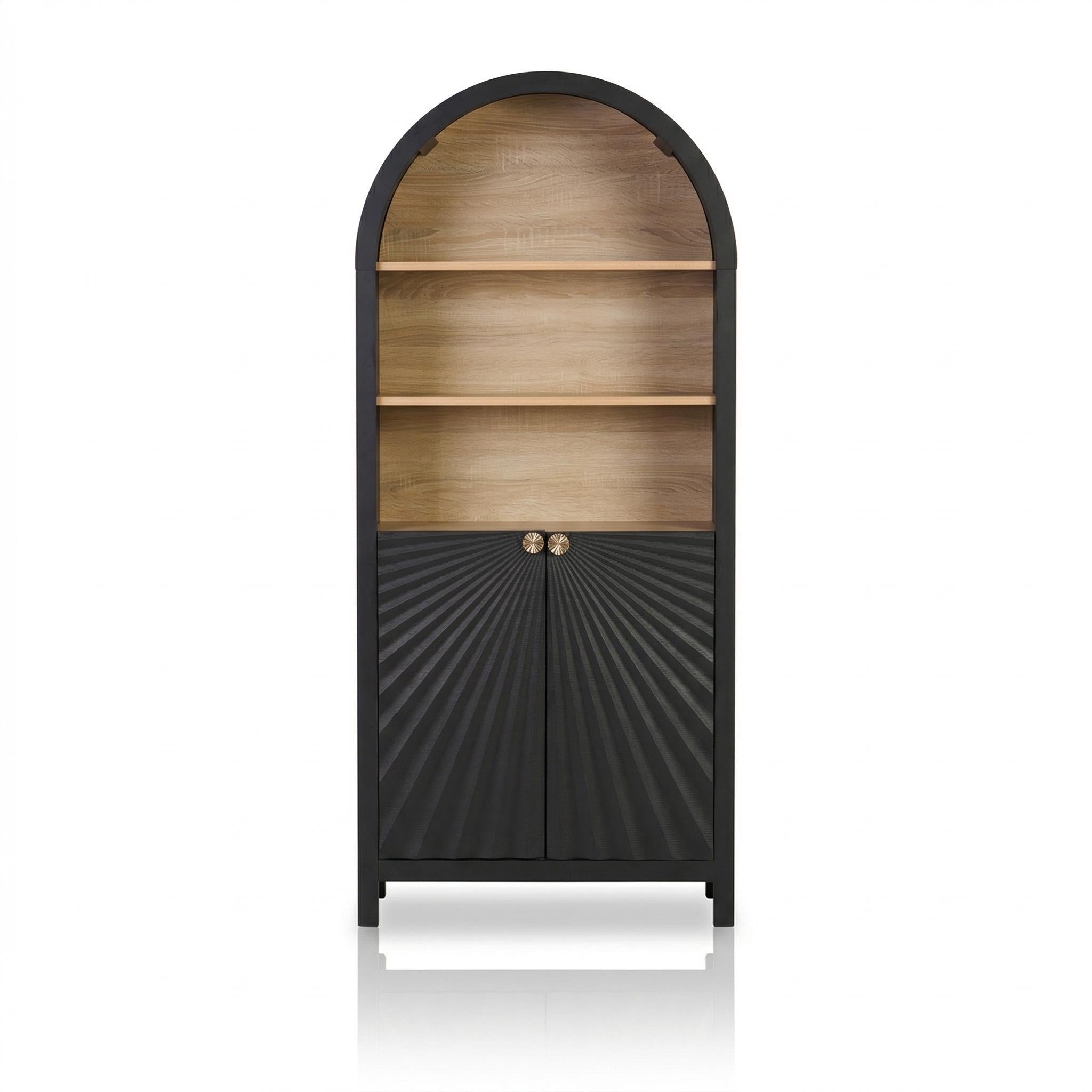 Malaga 61" Tall Arched Bookcase with Storage Cabinet