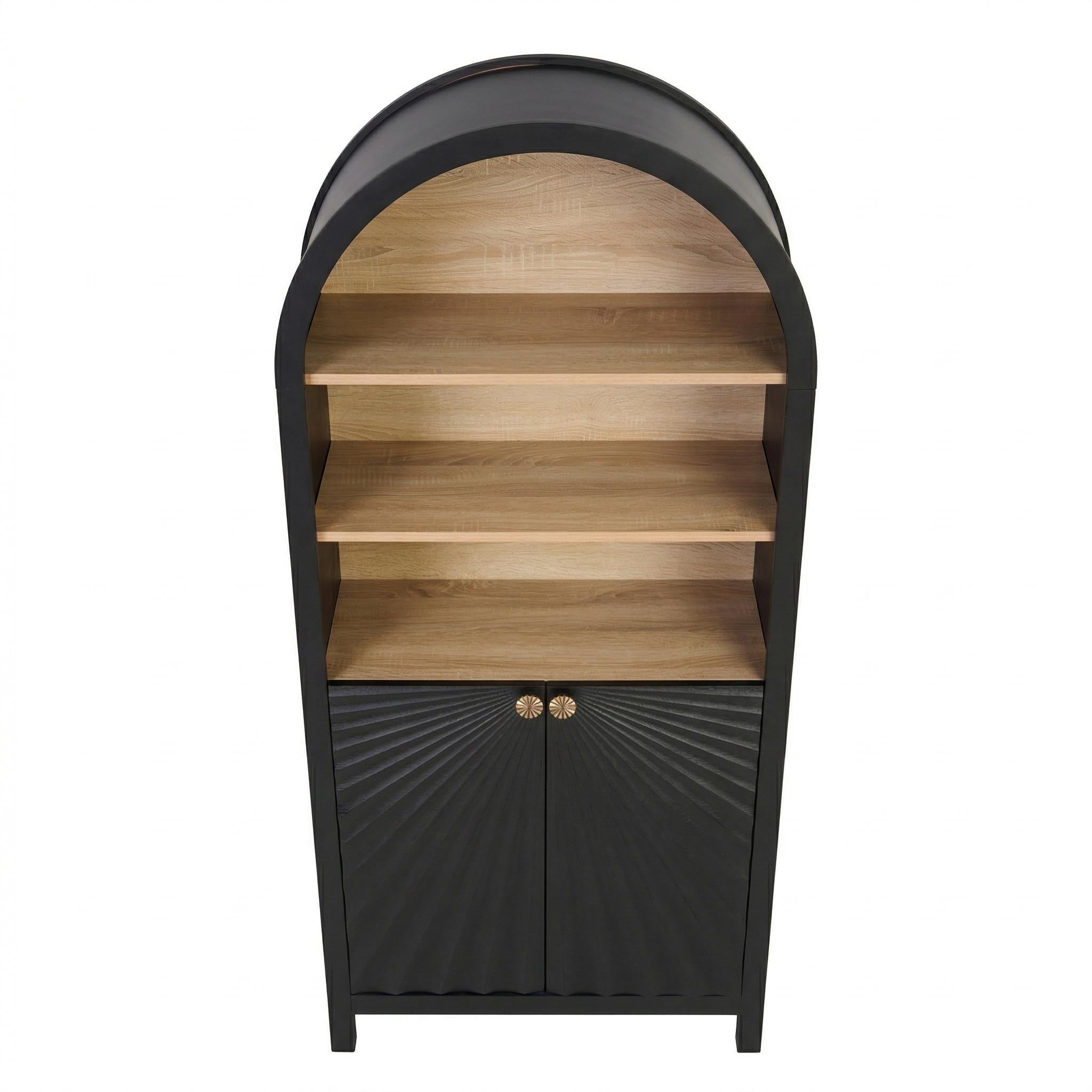 Malaga 61" Tall Arched Bookcase with Storage Cabinet