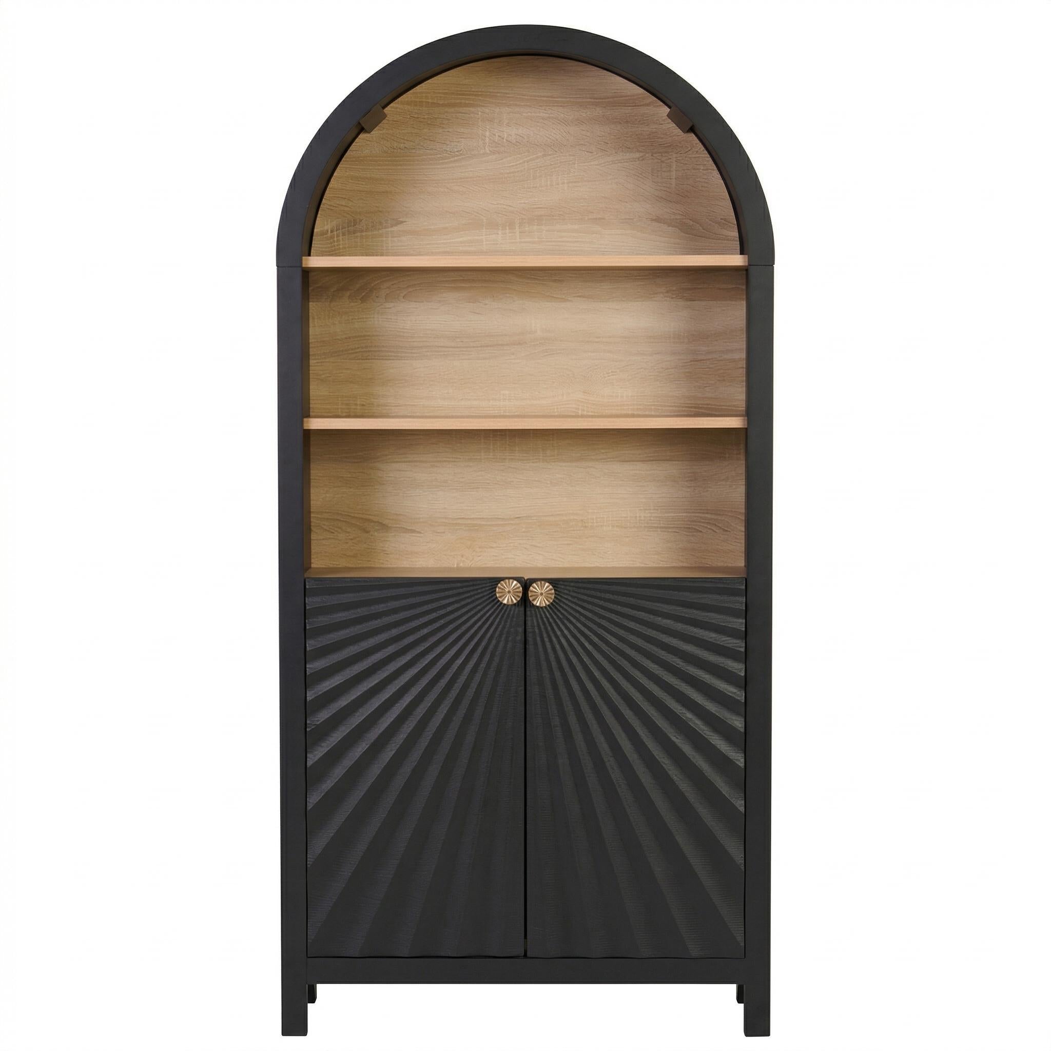 Malaga 61" Tall Arched Bookcase with Storage Cabinet