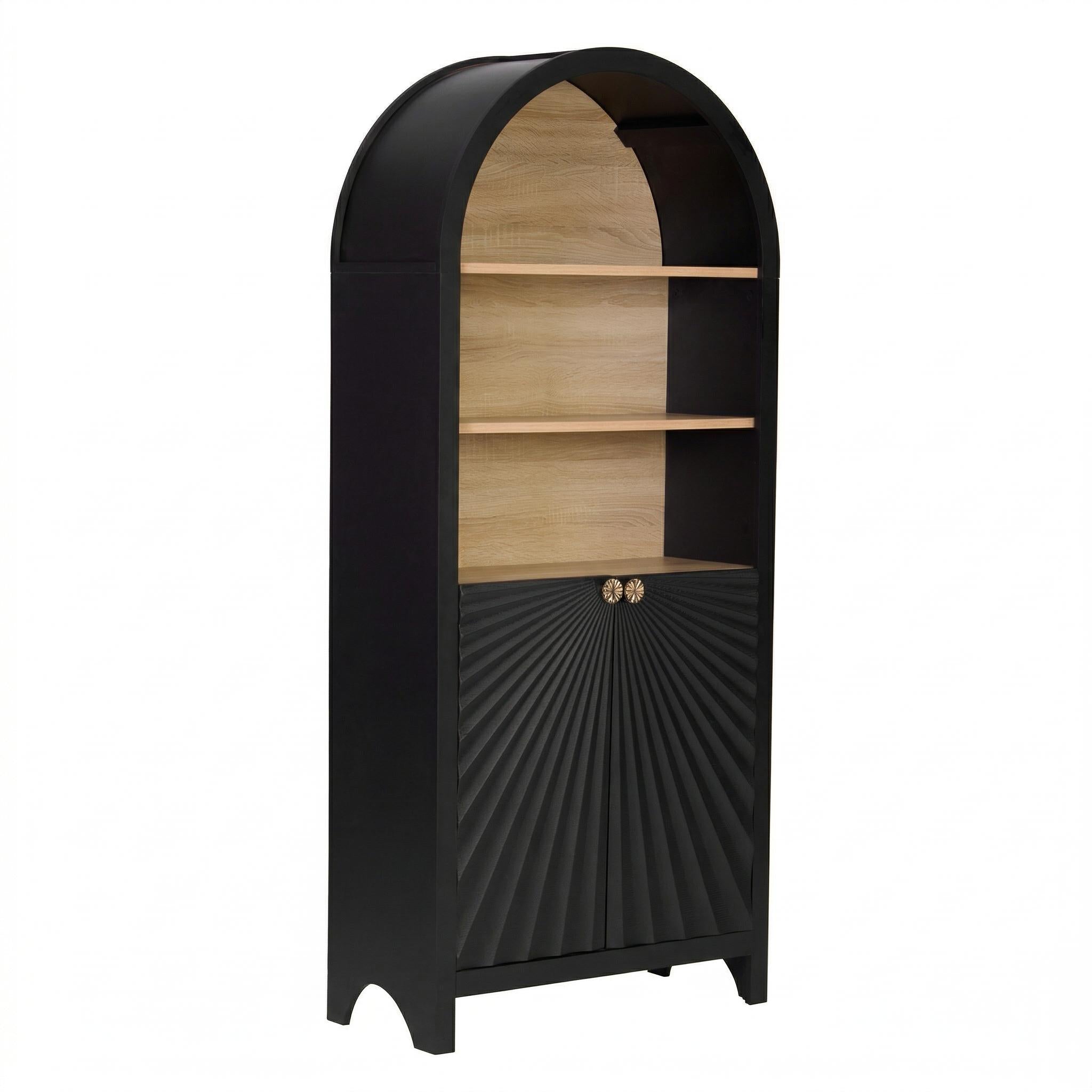 Malaga 61" Tall Arched Bookcase with Storage Cabinet