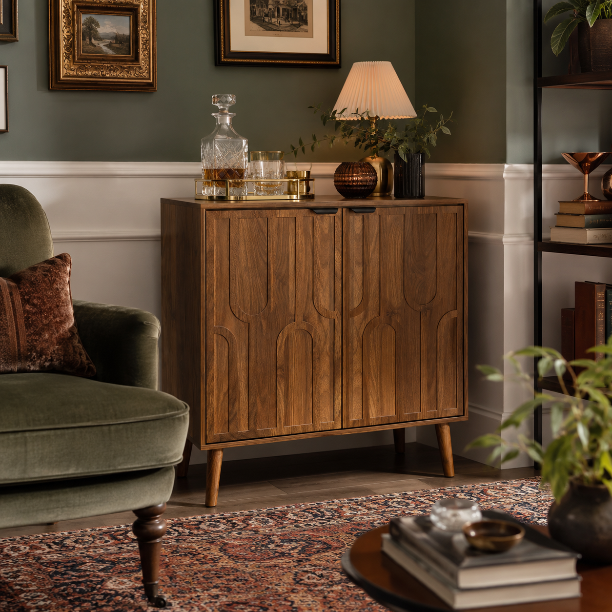 Maple 31.5" Mid-Century Modern Sideboard Buffet Storage Cabinet