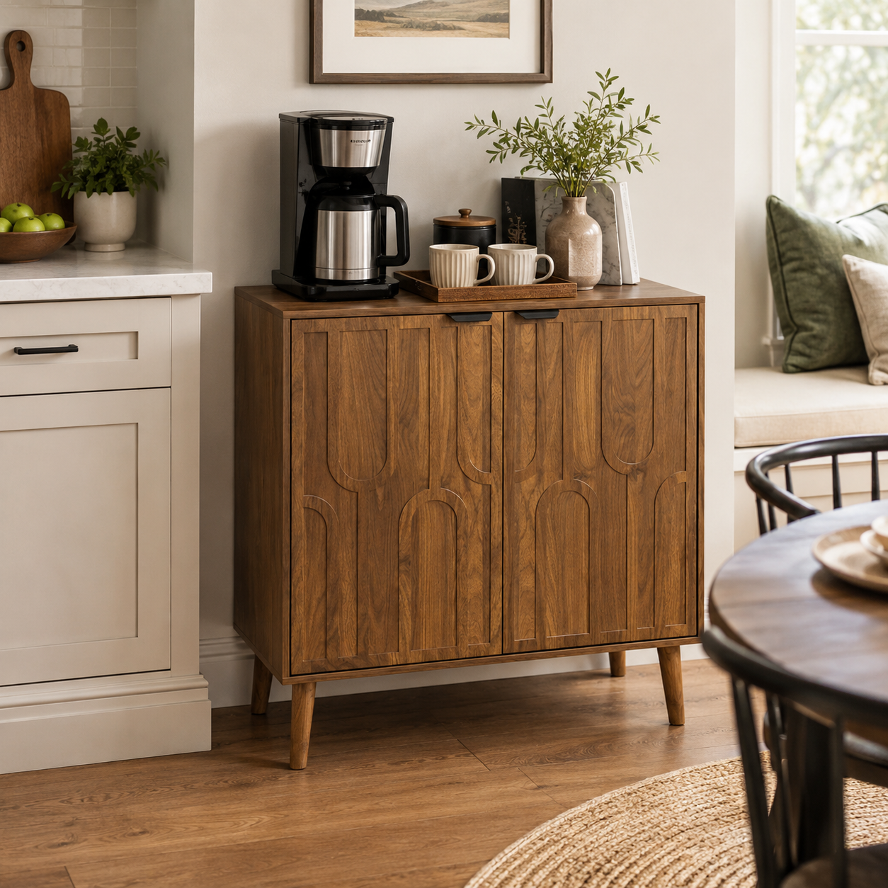 Maple 31.5" Mid-Century Modern Sideboard Buffet Storage Cabinet