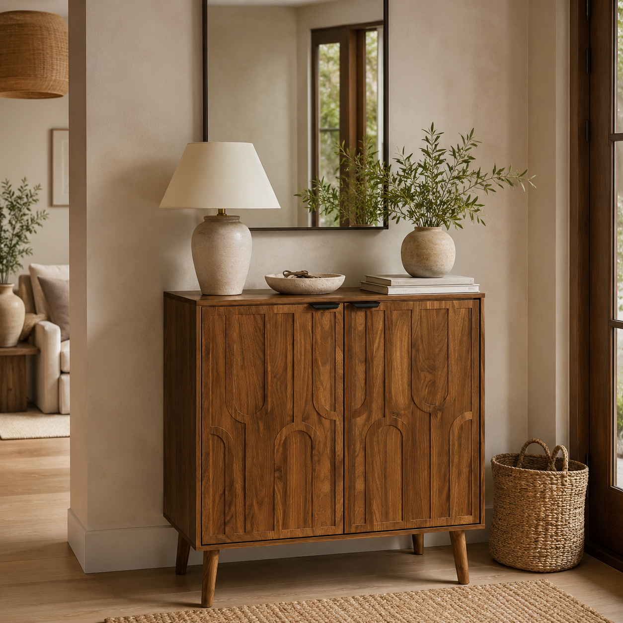 Maple 31.5" Mid-Century Modern Sideboard Buffet Storage Cabinet