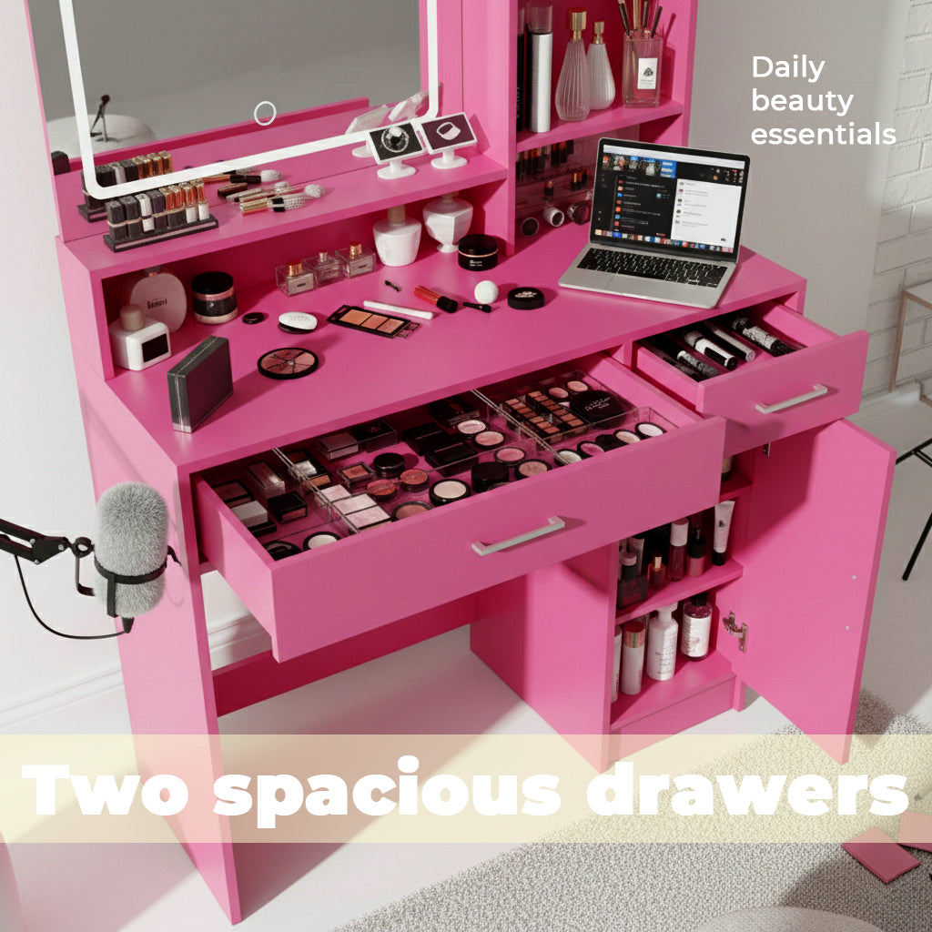 Matera 35" Makeup Vanity Desk Set with Lighted Mirror