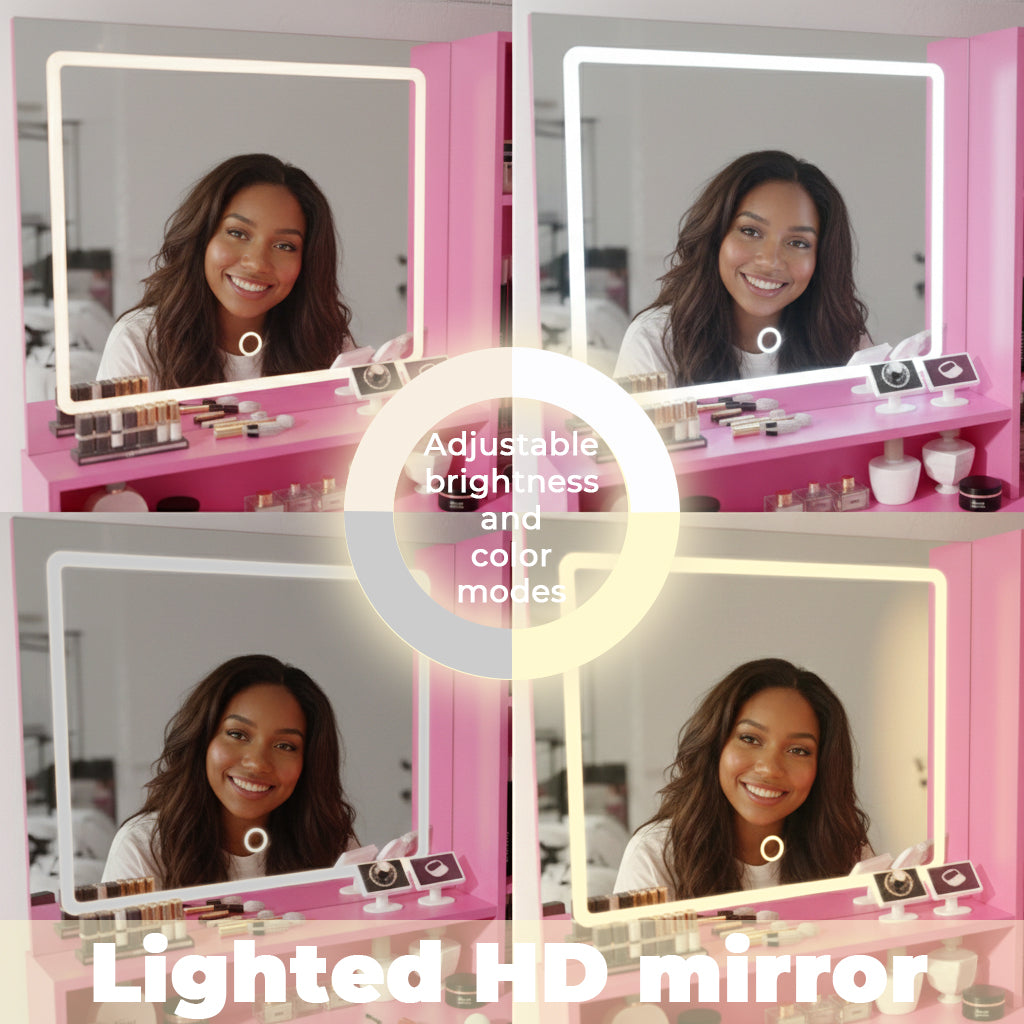 Matera 35" Makeup Vanity Desk Set with Lighted Mirror