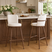 Mendoza 30" Upholstered Bar Stools with Arms and Walnut Frame Set of 2