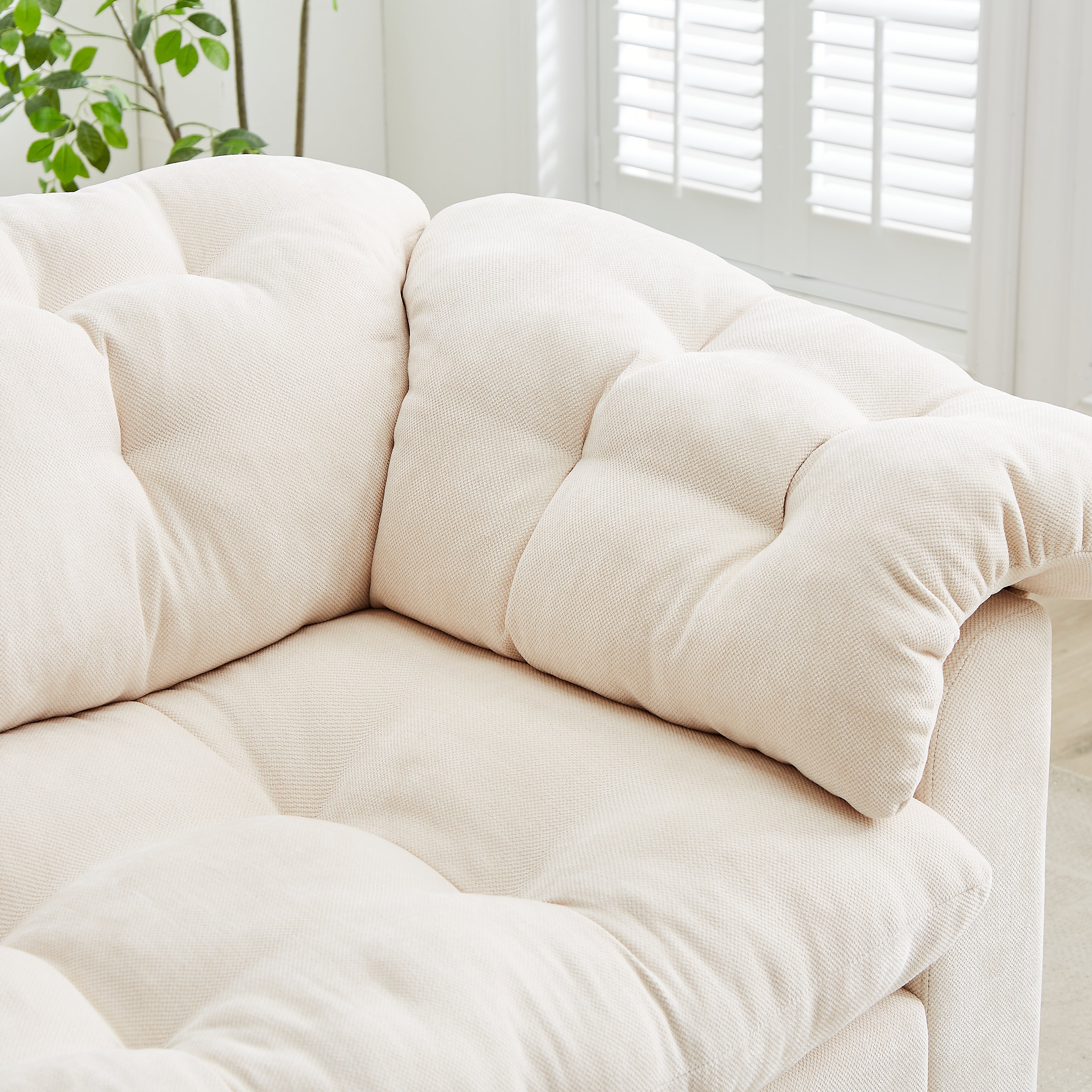 Merlot 94.8" Chenille Deep Seat Cloud Sofa with Tufted Backrest