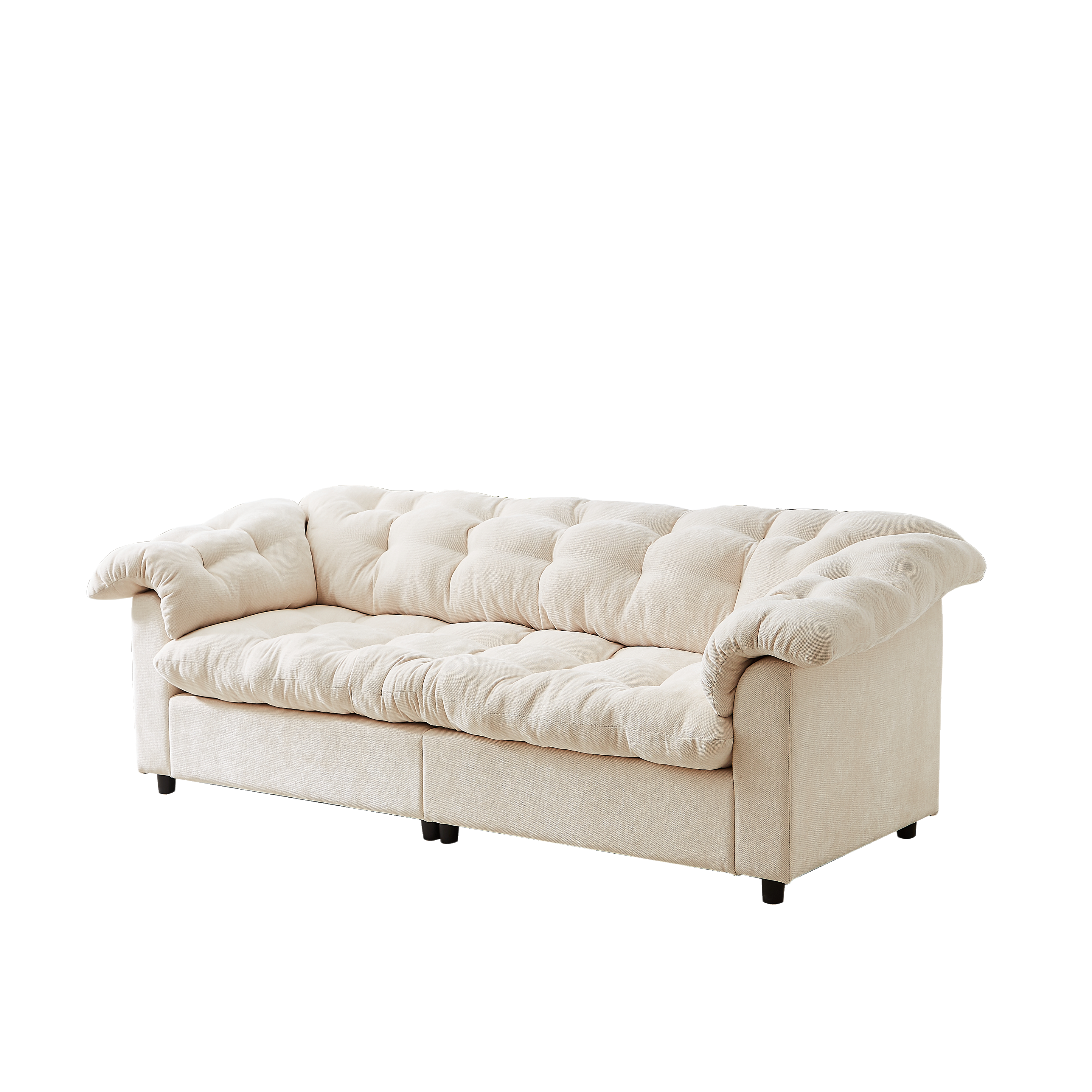 Merlot 94.8" Chenille Deep Seat Cloud Sofa with Tufted Backrest