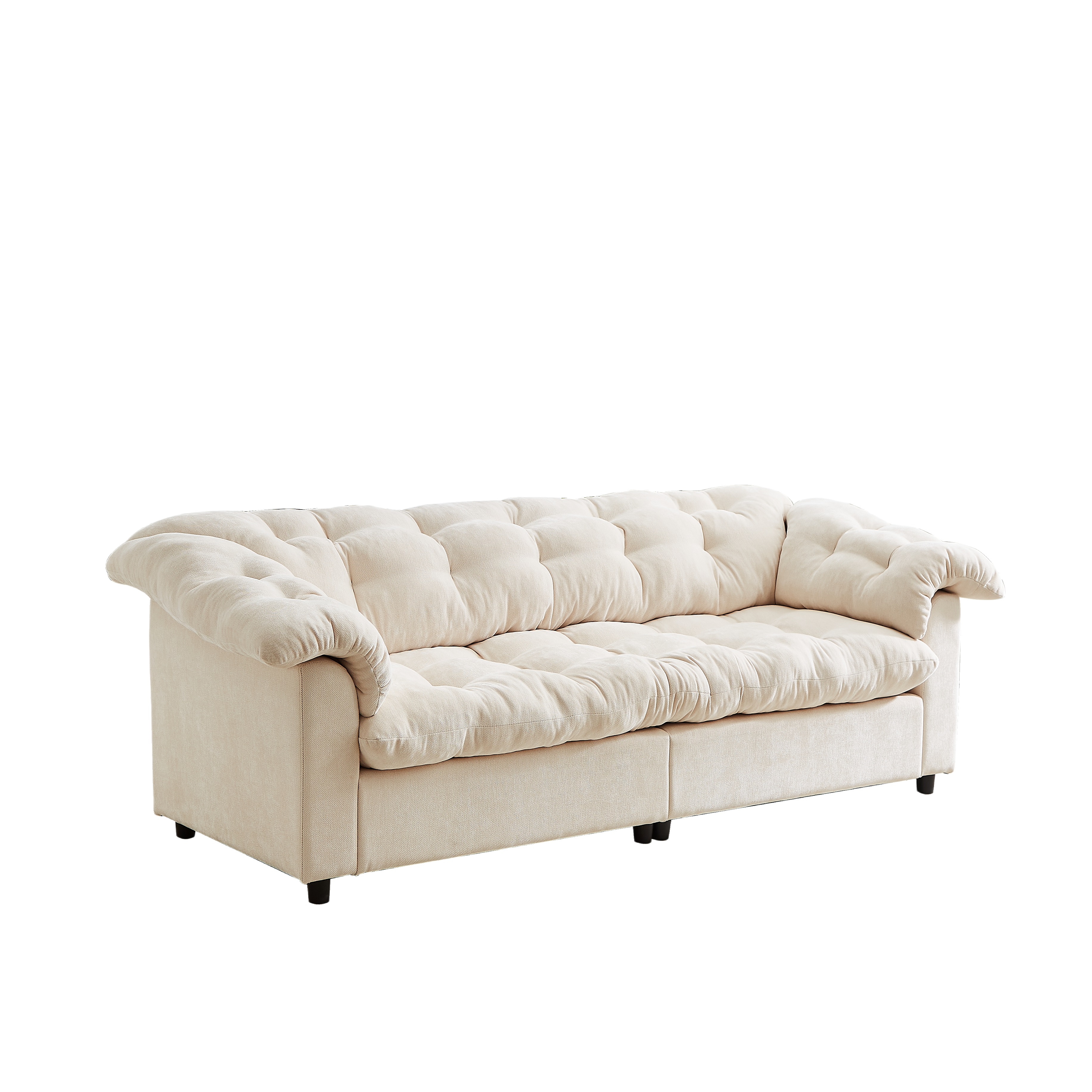 Merlot 94.8" Chenille Deep Seat Cloud Sofa with Tufted Backrest