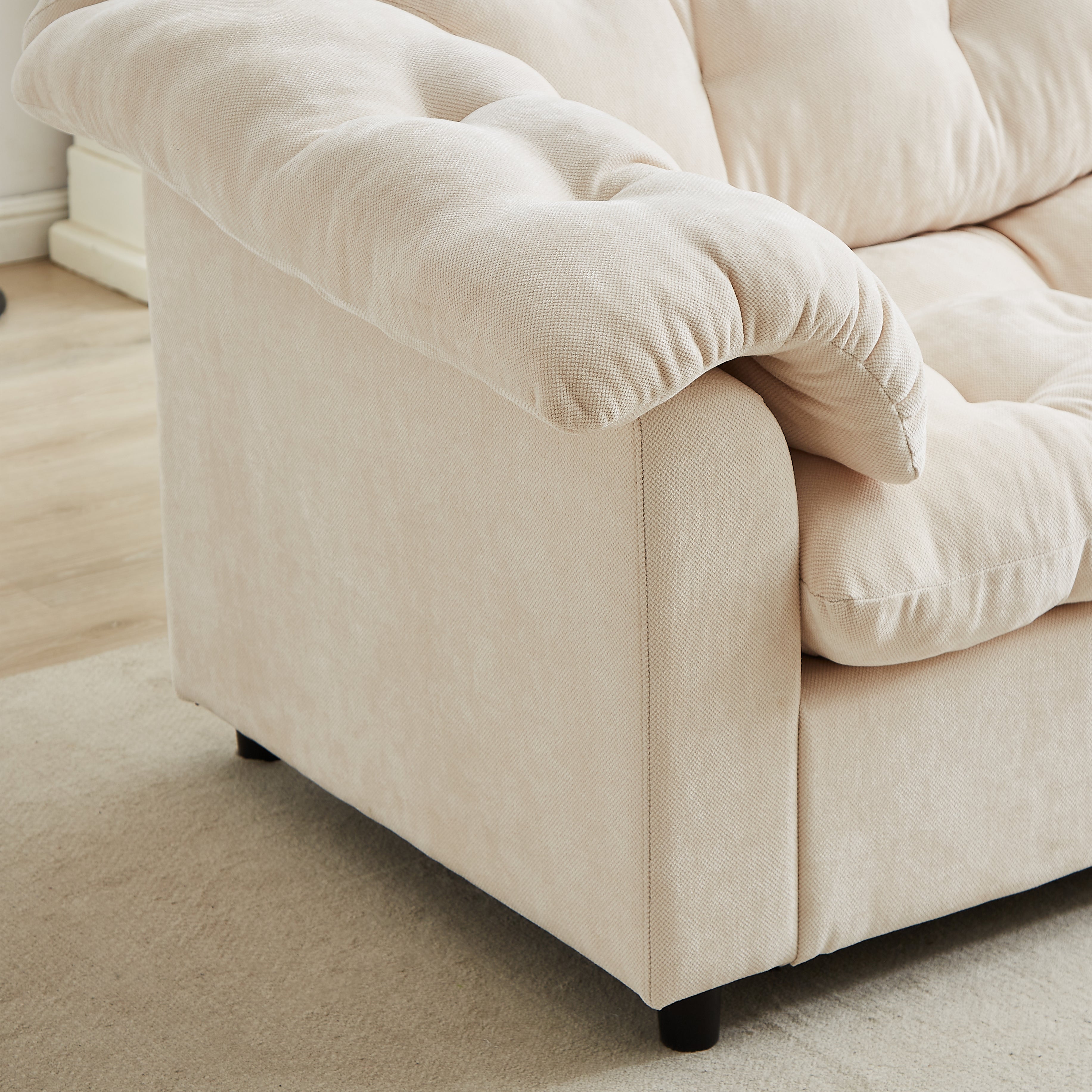 Merlot 94.8" Chenille Deep Seat Cloud Sofa with Tufted Backrest