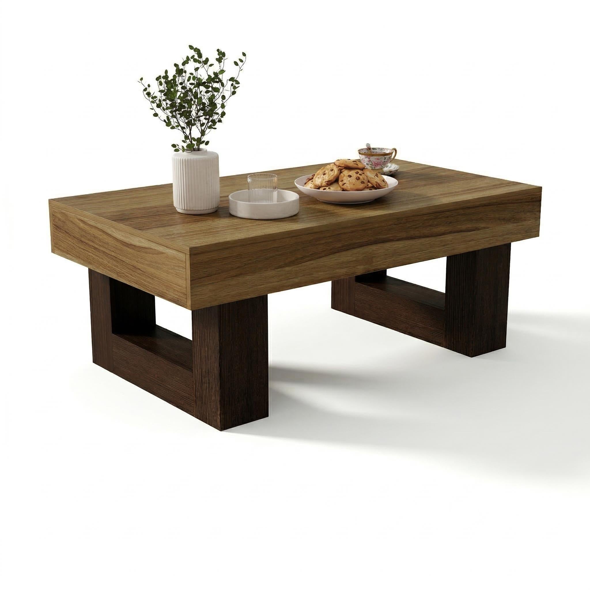 Metz 42" Rectangular Modern Rustic Wood Coffee Table