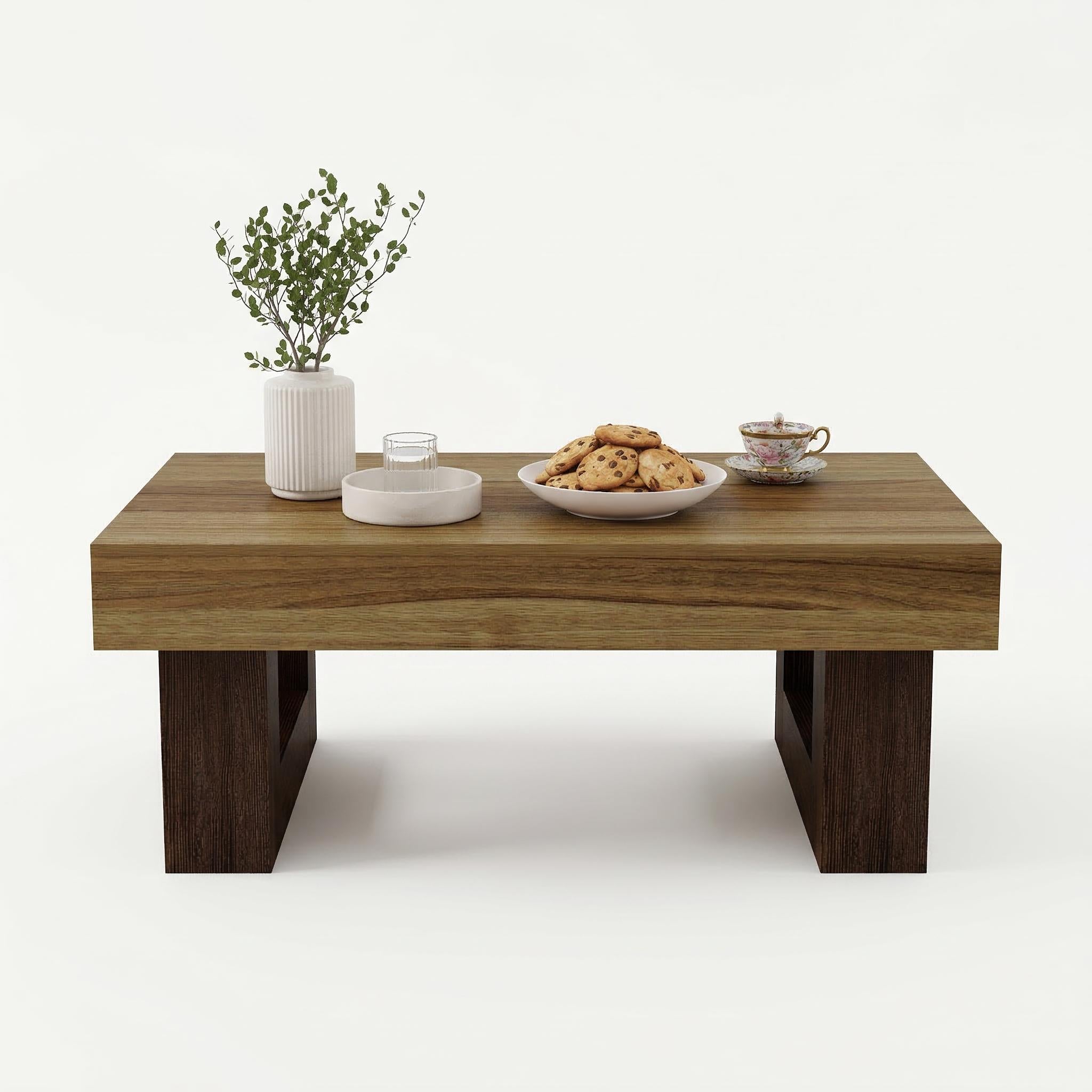 Metz 42" Rectangular Modern Rustic Wood Coffee Table