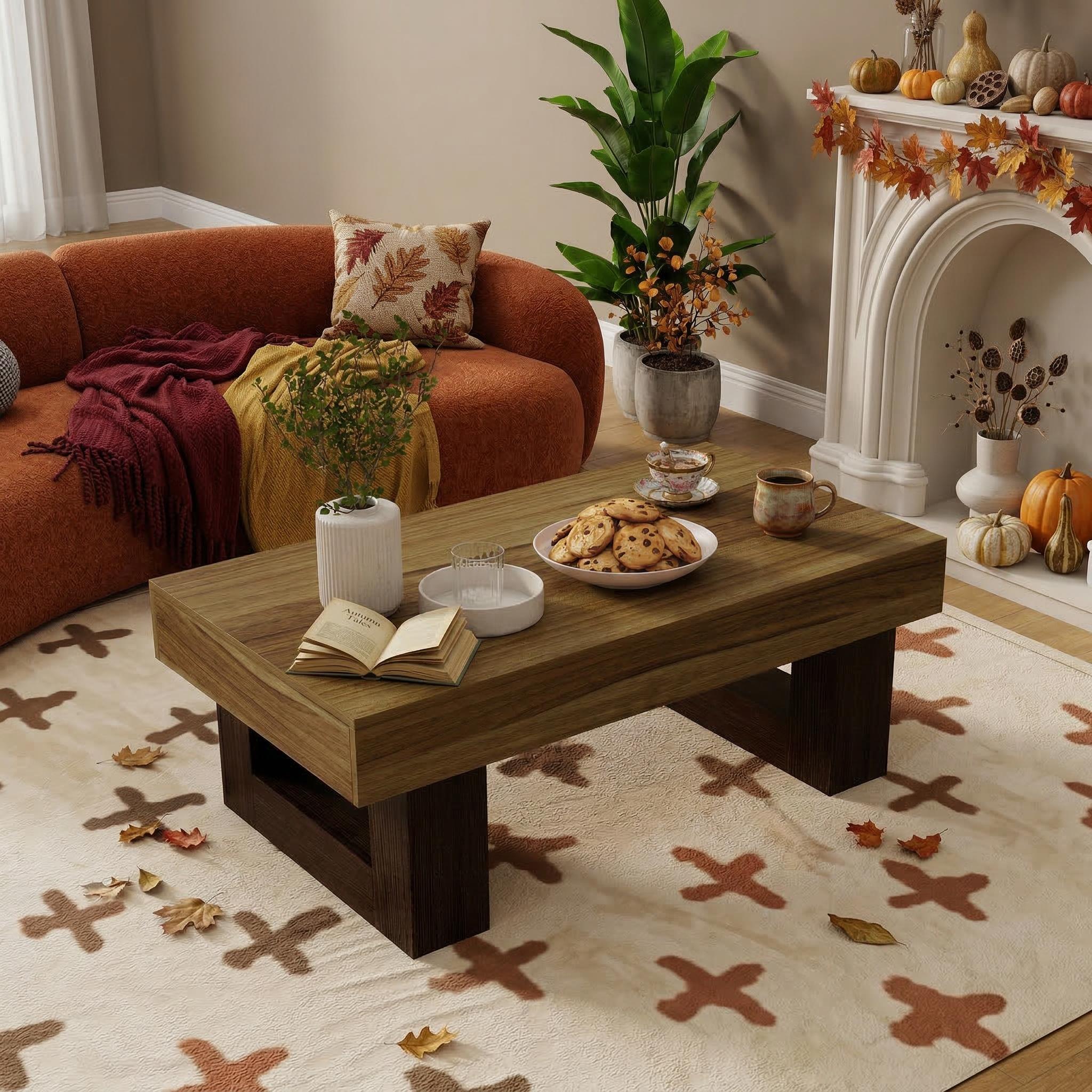 Metz 42" Rectangular Modern Rustic Wood Coffee Table