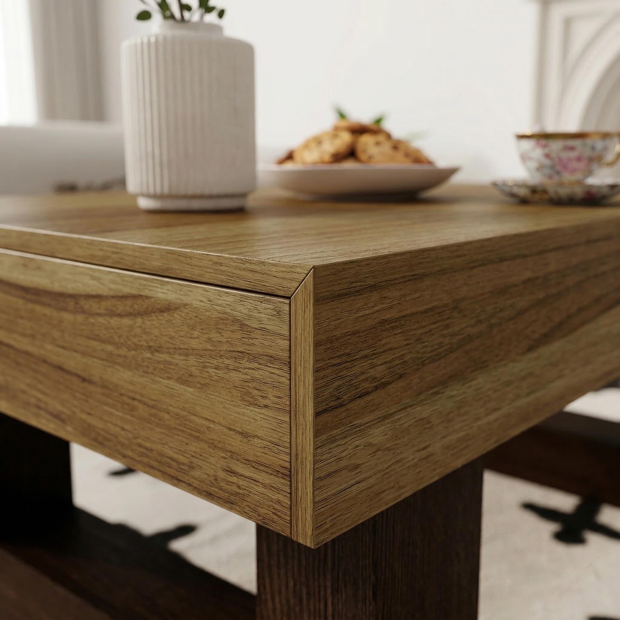 Metz 42" Rectangular Modern Rustic Wood Coffee Table