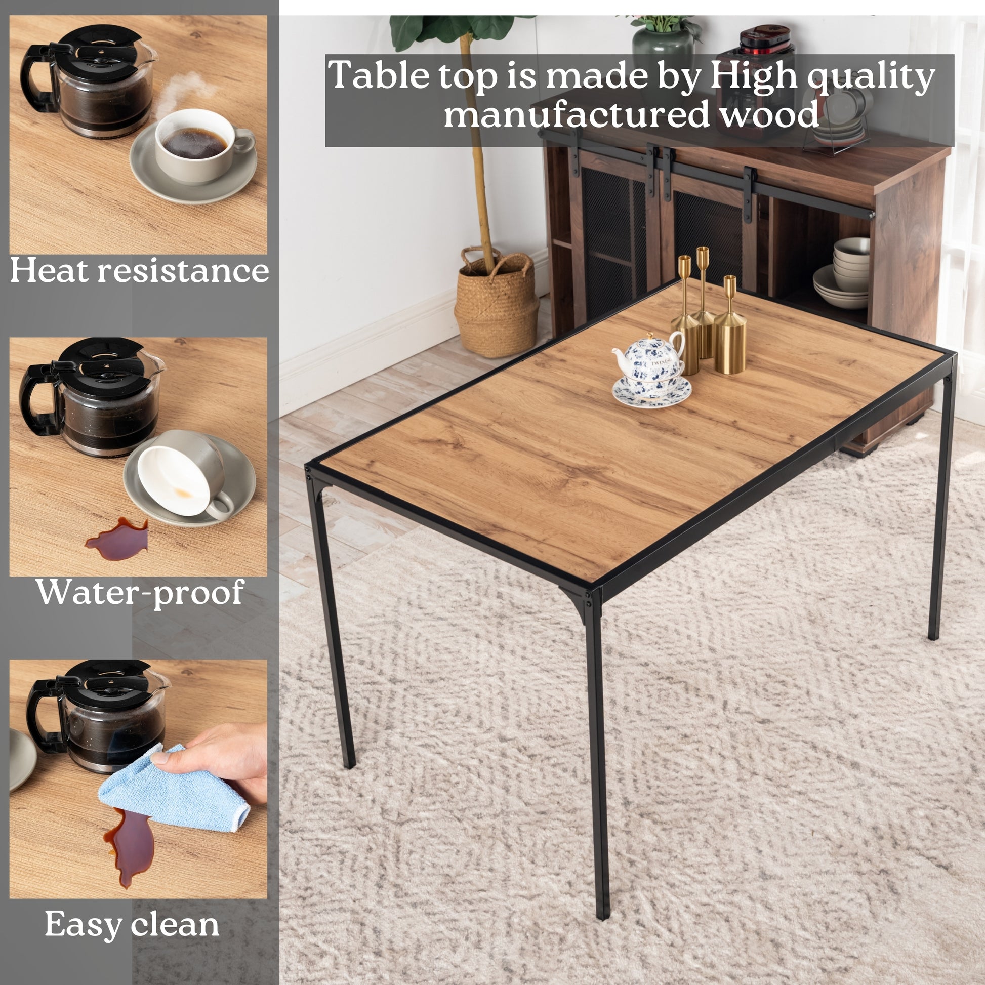 Milliken Modern Wooden Dining Table with Metal Legs-HOMY CASA