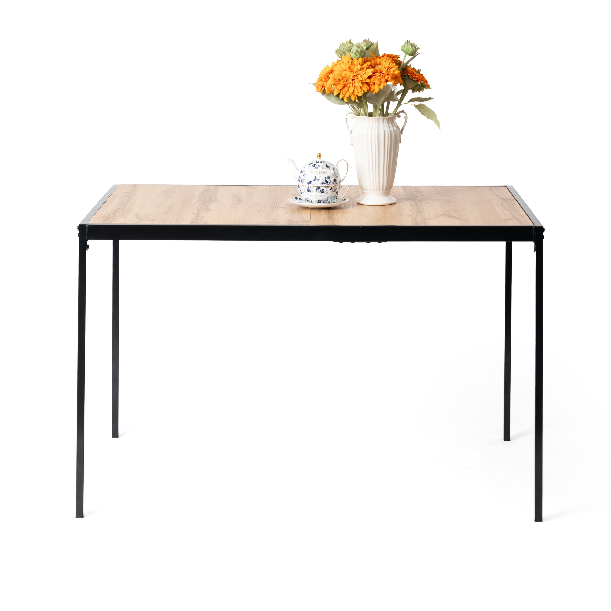 Homy Casa Milliken 5 Piece Dining Table Set 47” Table with 4 Charlton Grey Terry Upholstered Chairs