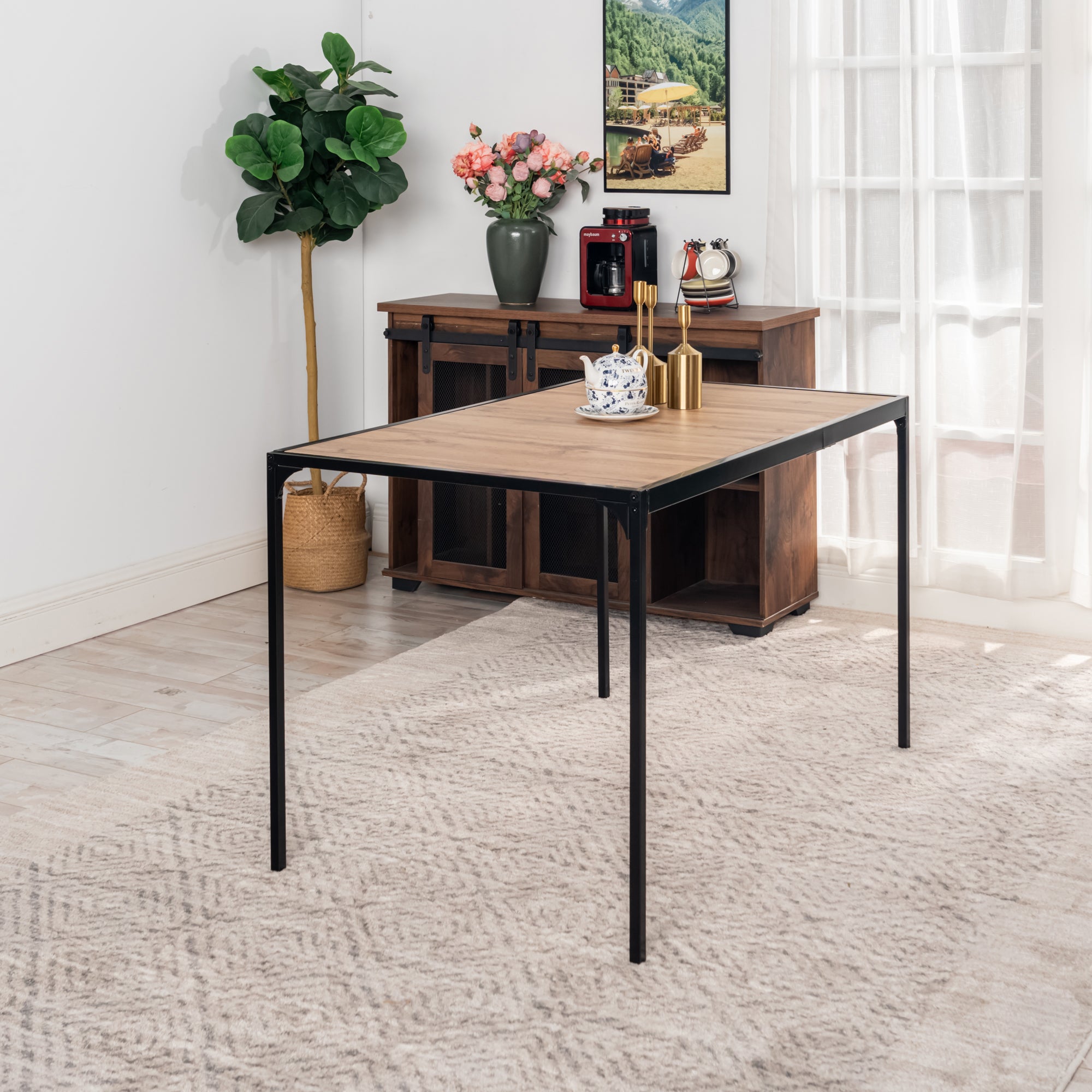 Homy Casa Milliken 47" Oak Rectangluar Bistro Dining Table Writing Desk