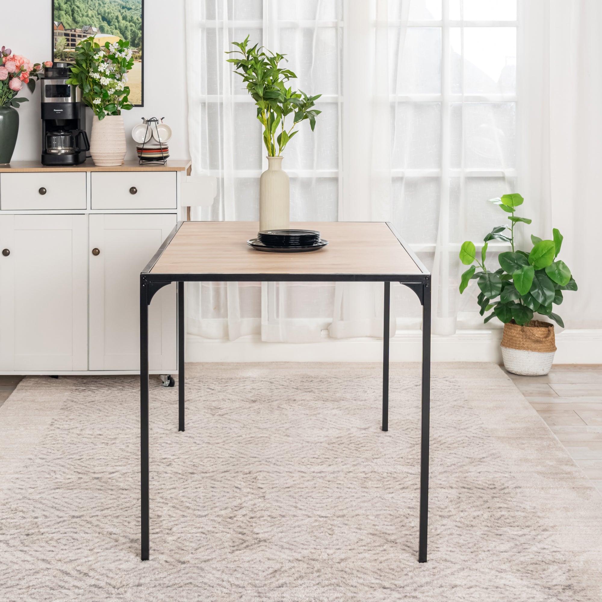 Homy Casa Milliken 47" Oak Rectangluar Bistro Dining Table Writing Desk