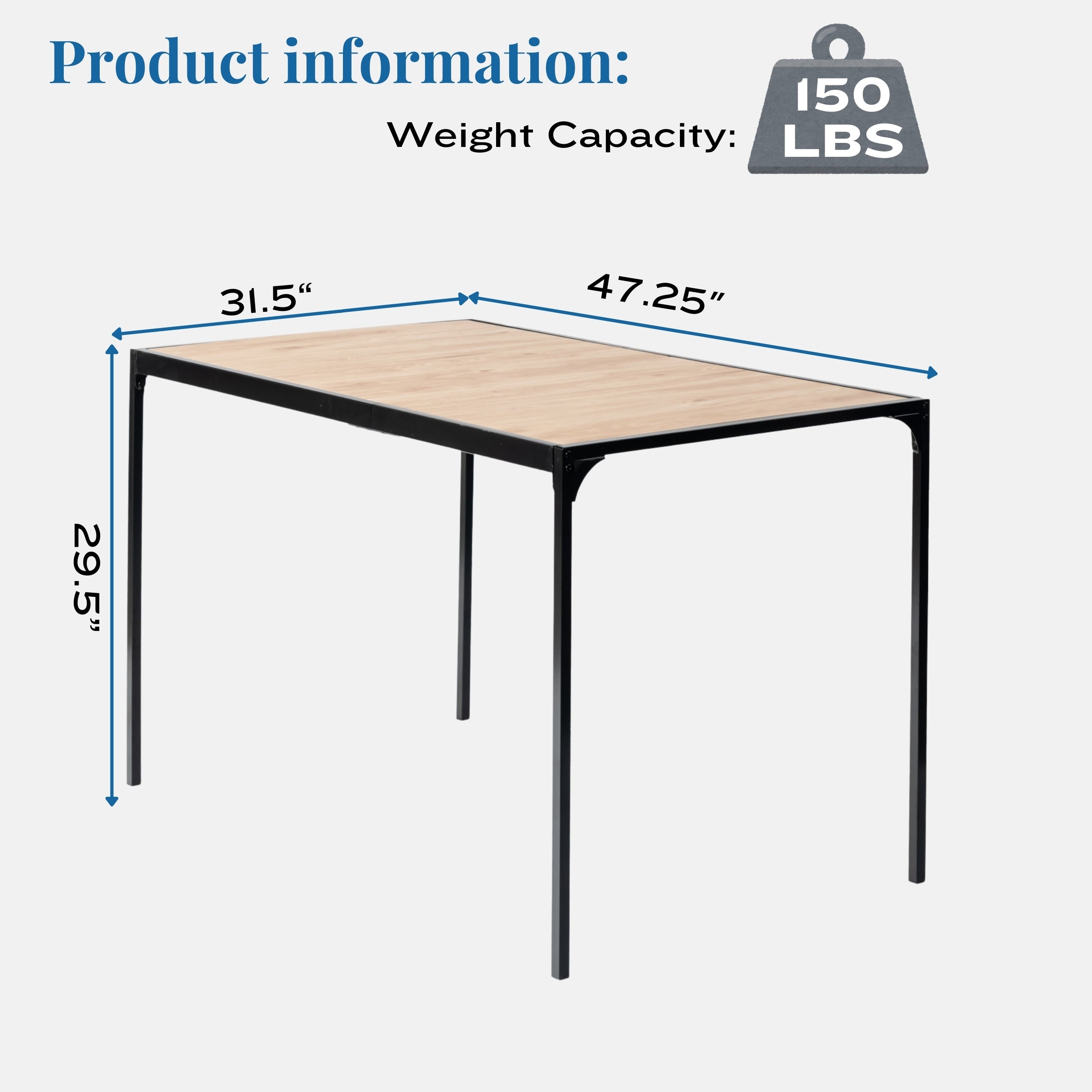 Homy Casa Milliken 5 Piece Dining Table Set 47” Table with 4 Charlton Grey Terry Upholstered Chairs