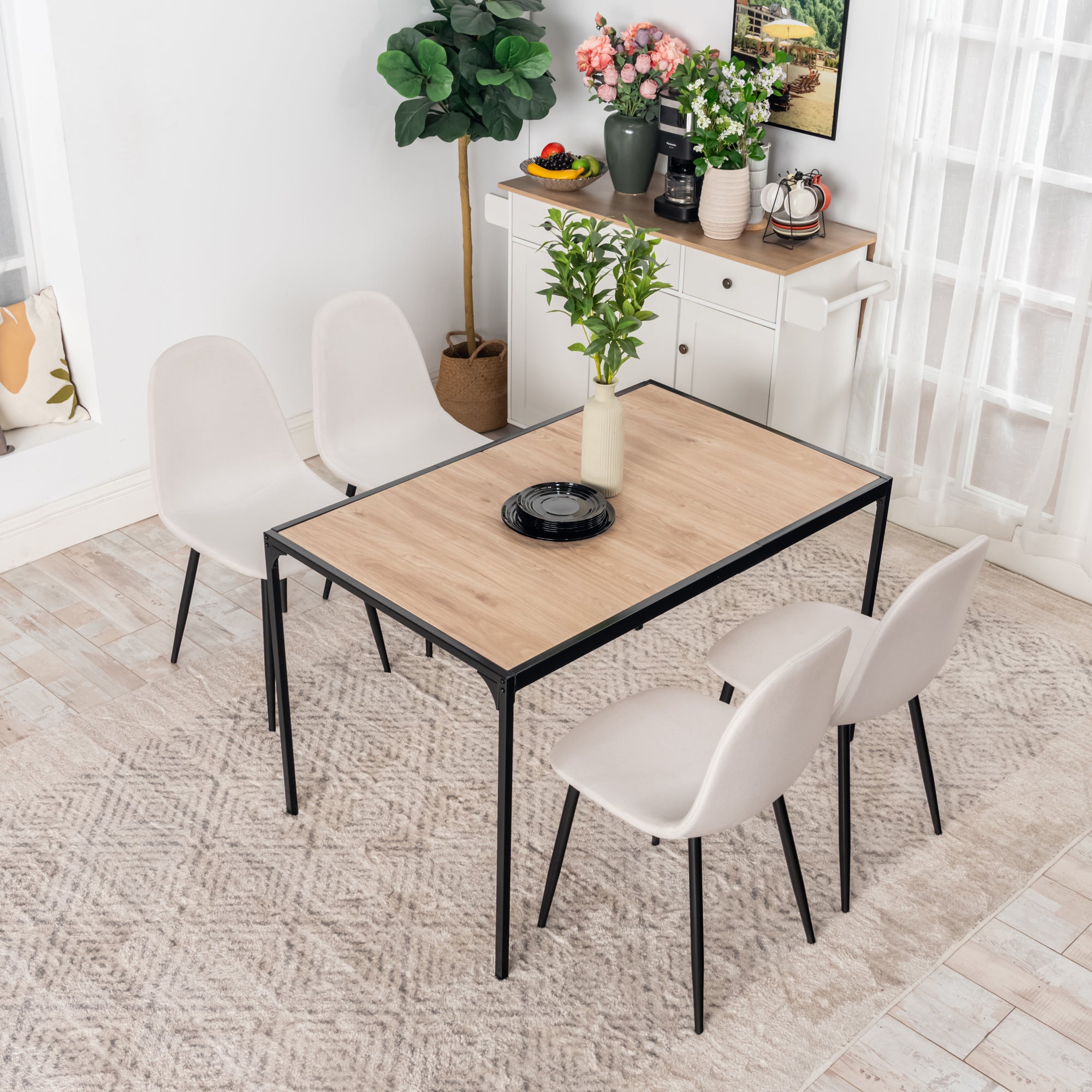 Homy Casa Milliken 47" Oak Rectangluar Bistro Dining Table Writing Desk