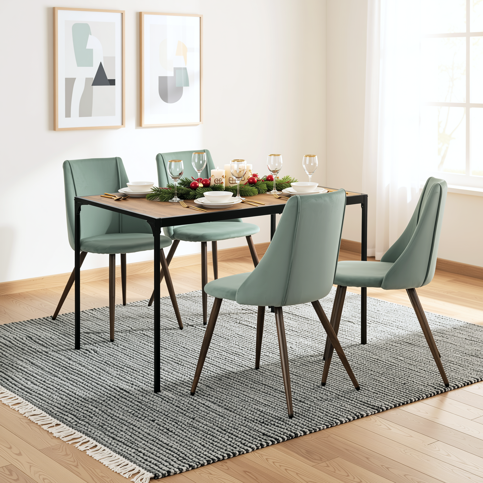 Milliken 5 Piece Dining Table Set with 4 Smeg Upholstered Chairs
