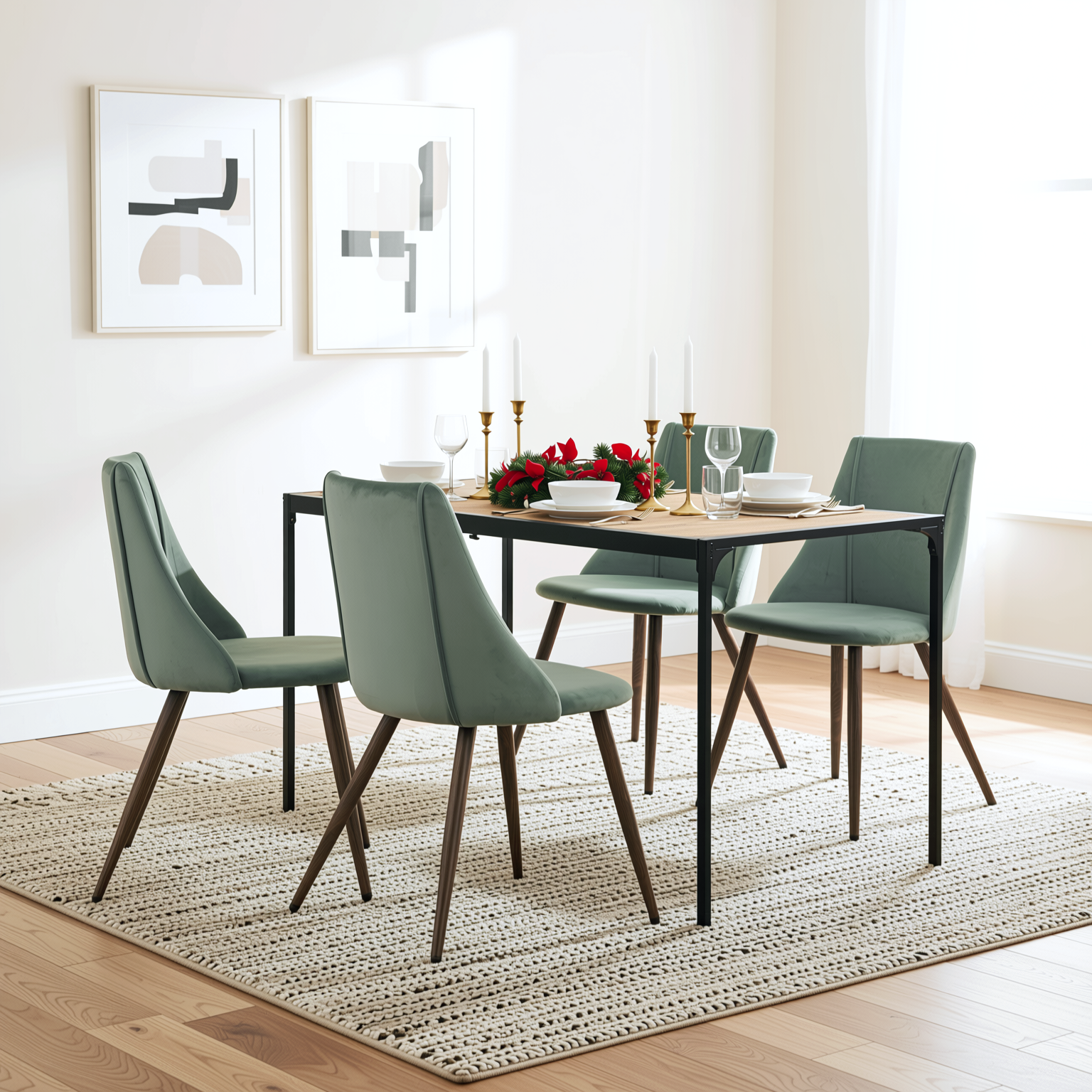 Milliken 5 Piece Dining Table Set with 4 Smeg Upholstered Chairs