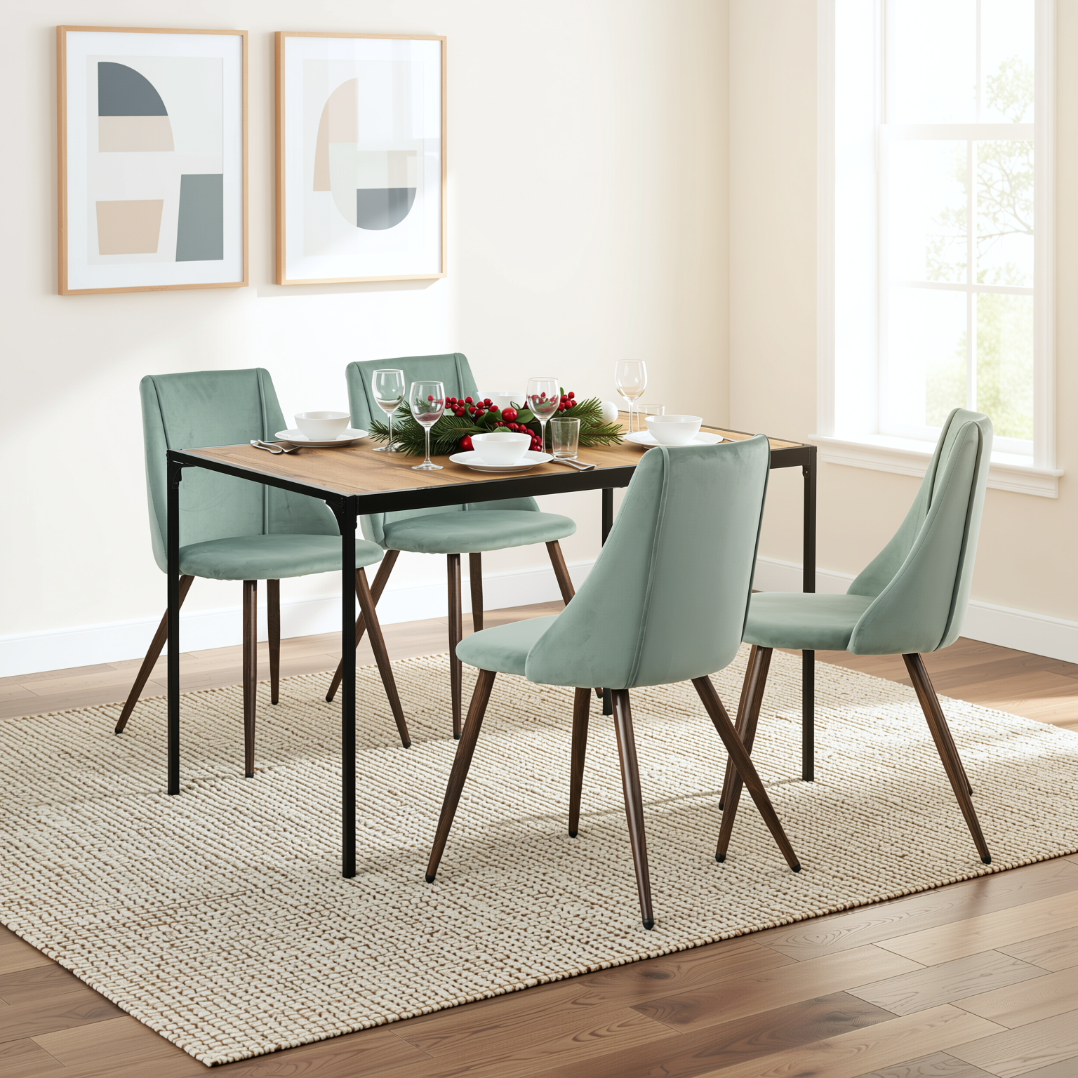 Milliken 5 Piece Dining Table Set with 4 Smeg Upholstered Chairs