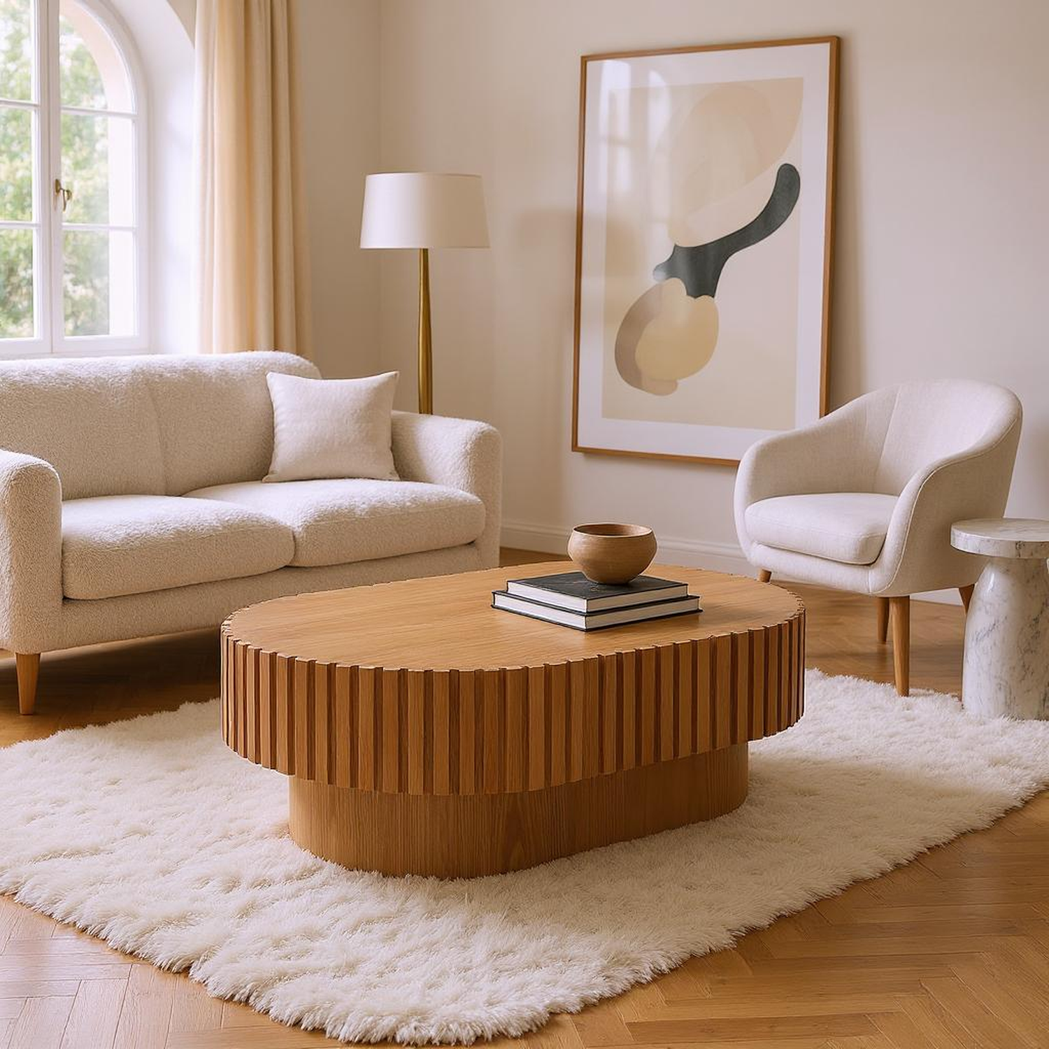 Modena 43.7" Oval Wooden Coffee Table