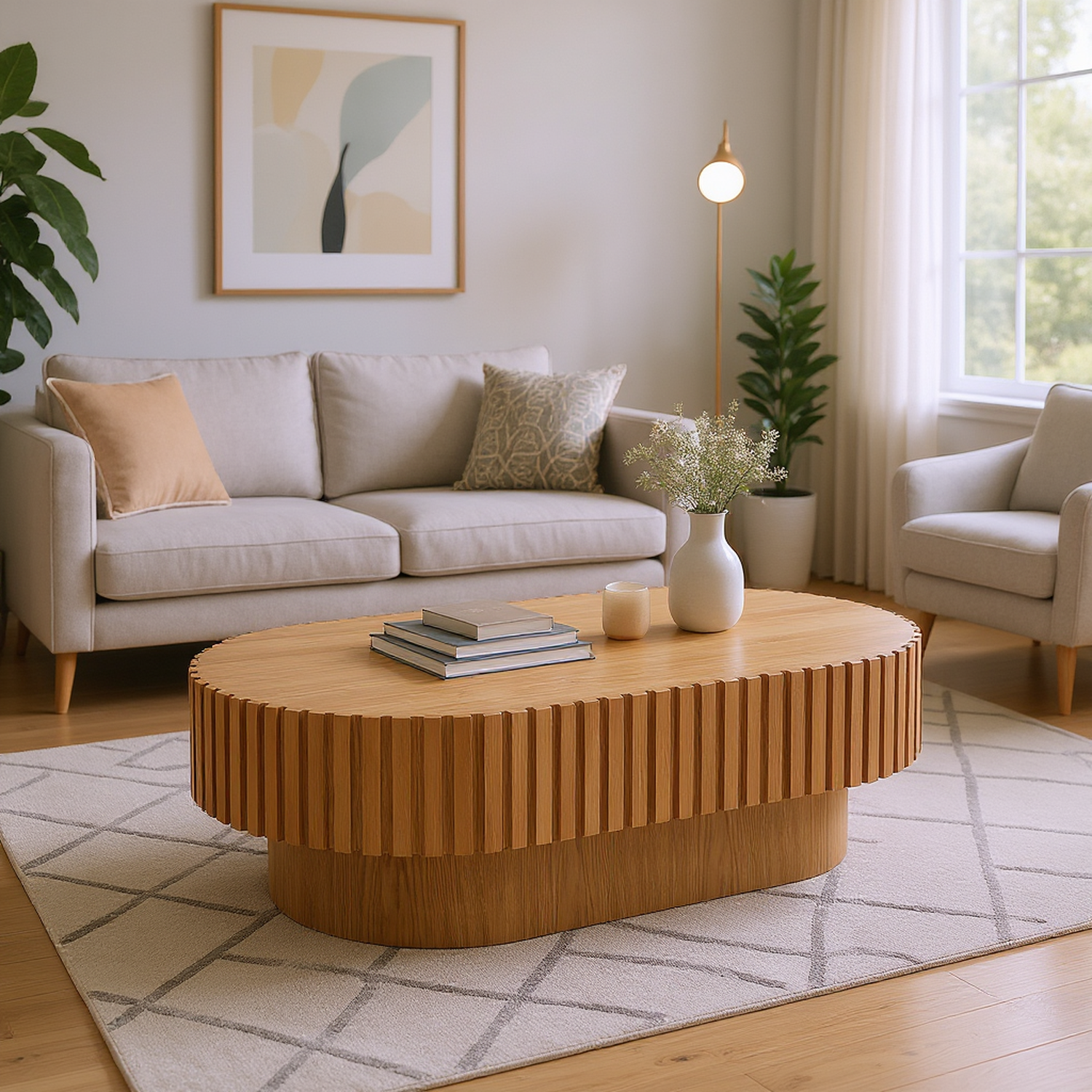 Modena 43.7" Oval Wooden Coffee Table