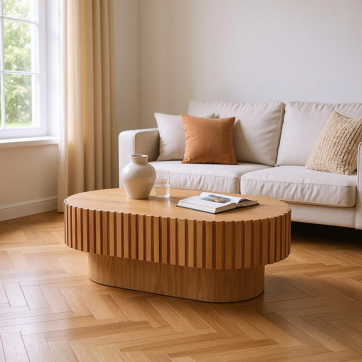 Modena 43.7" Oval Wooden Coffee Table