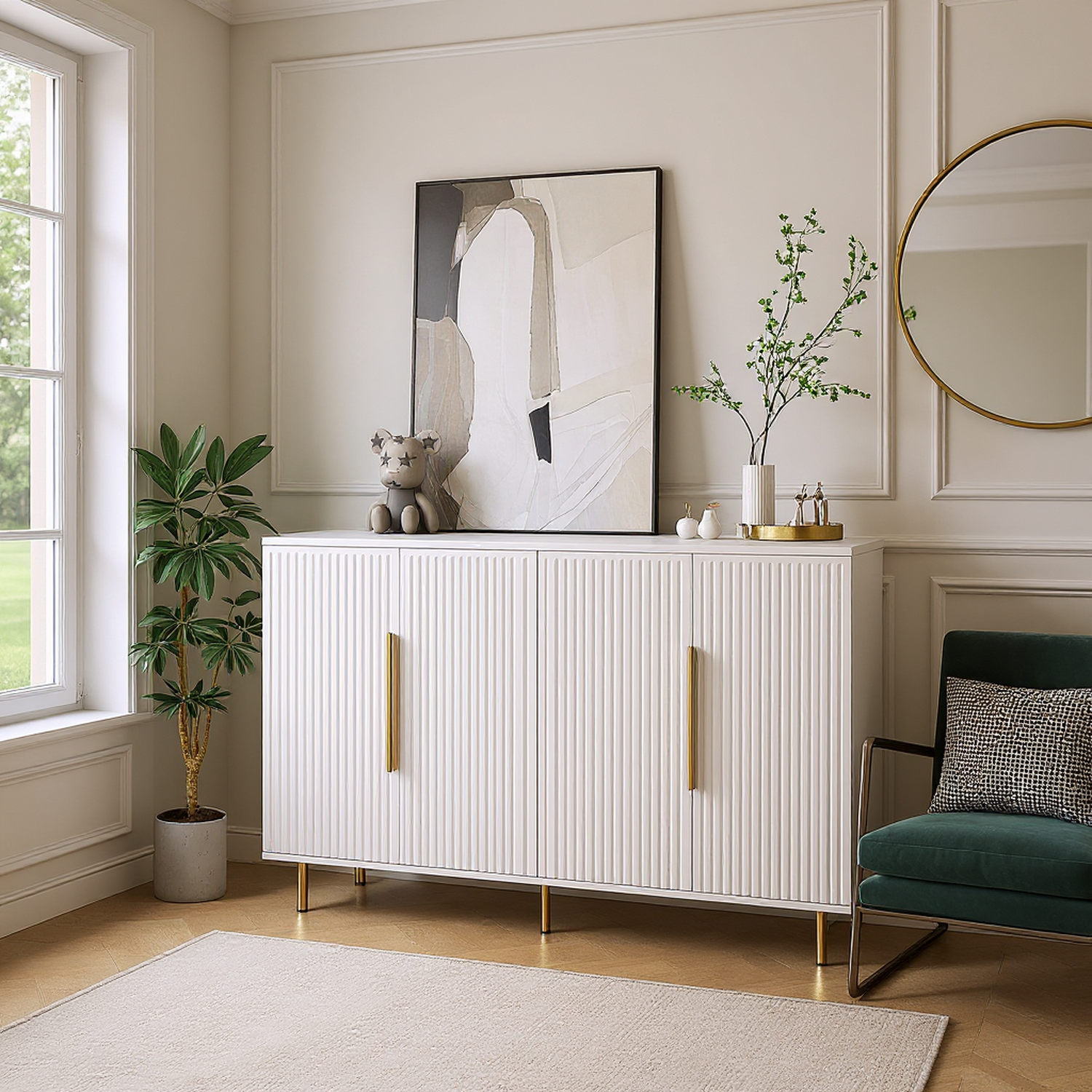 Jaipur 56" 4-Door Sideboard with Gold Handles