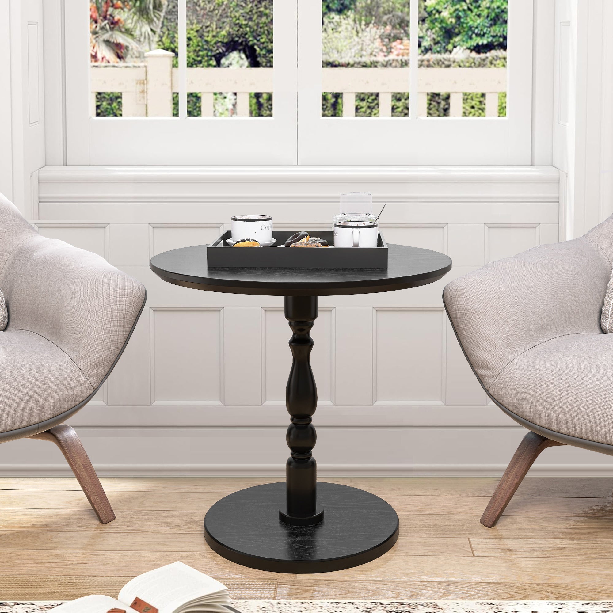 Monaco 23" Modern Wood Round Side Table