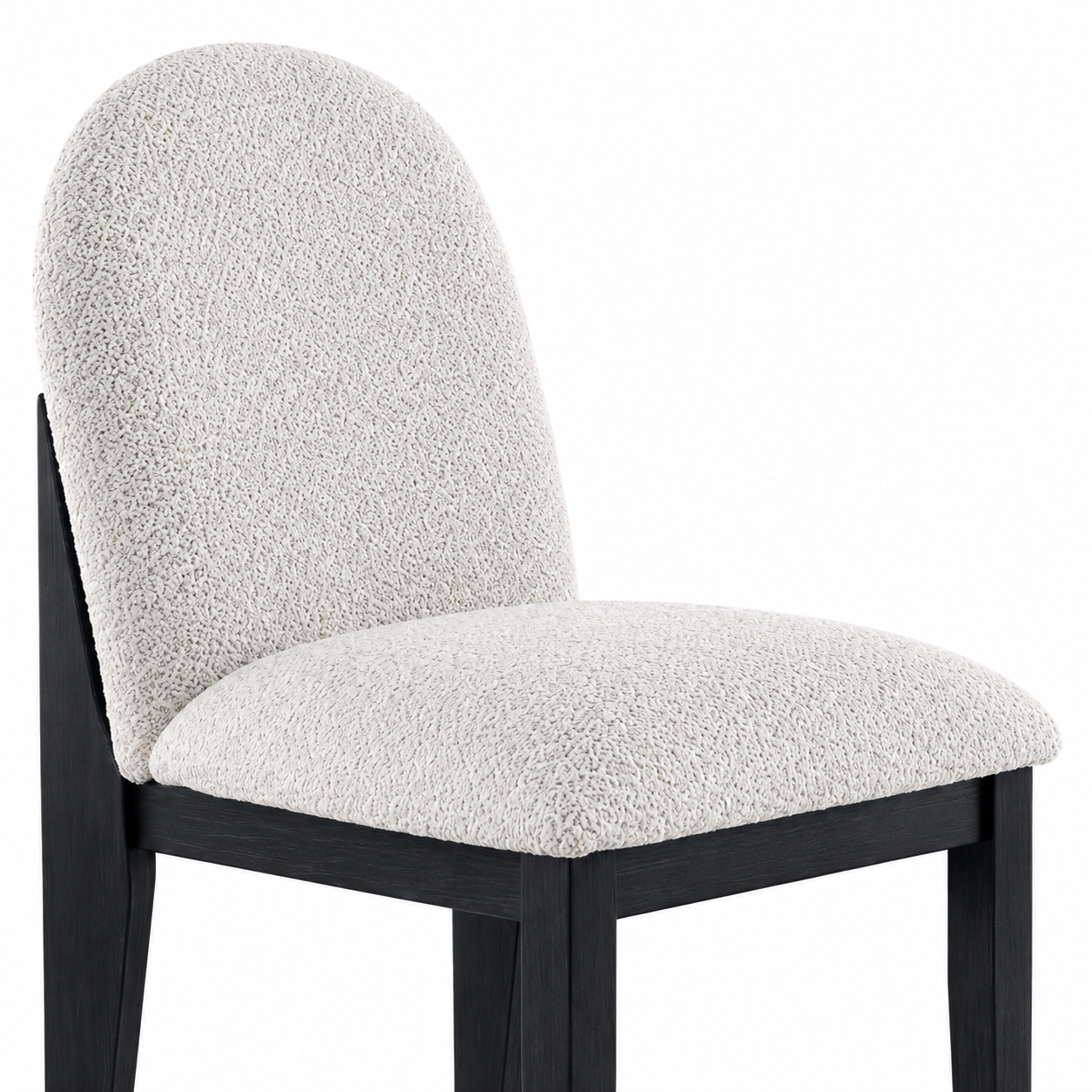 Montane 5-Piece Round Dining Table Set with Boucle Arched-Back Chairs