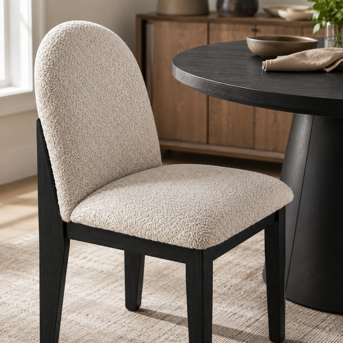 Boucle Arched-Back Chairs