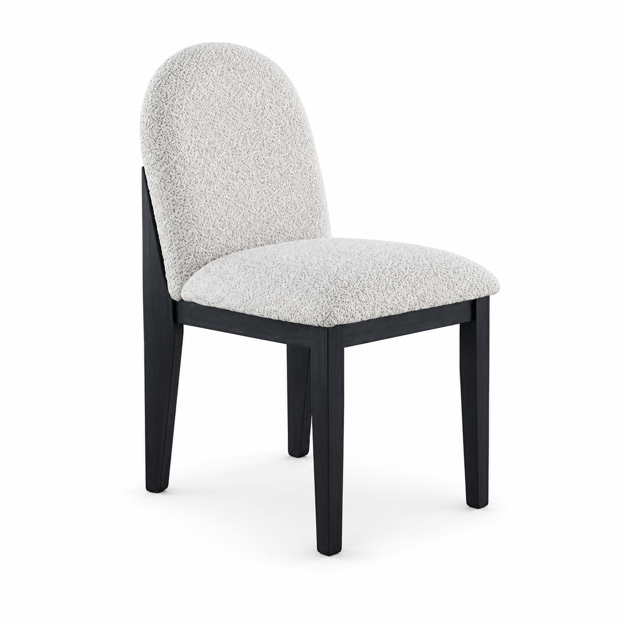 Montane 5-Piece Round Dining Table Set with Boucle Arched-Back Chairs