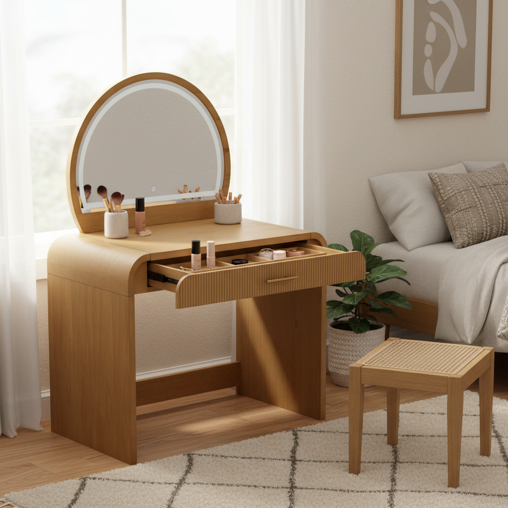 Solis 39" Makeup Vanity Table with Touch Lighted Mirror & Drawer