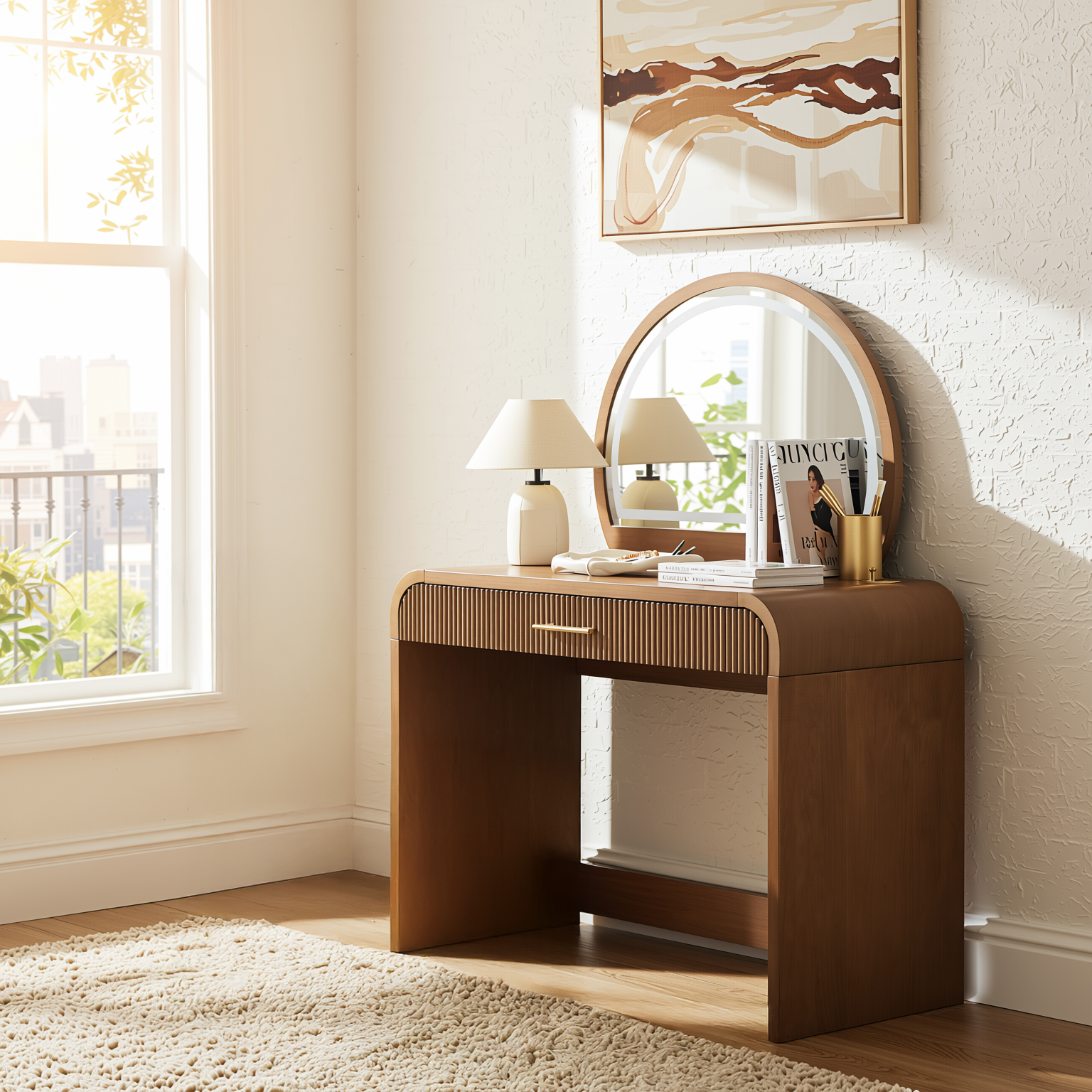 Solis 39" Makeup Vanity Table with Touch Lighted Mirror & Drawer