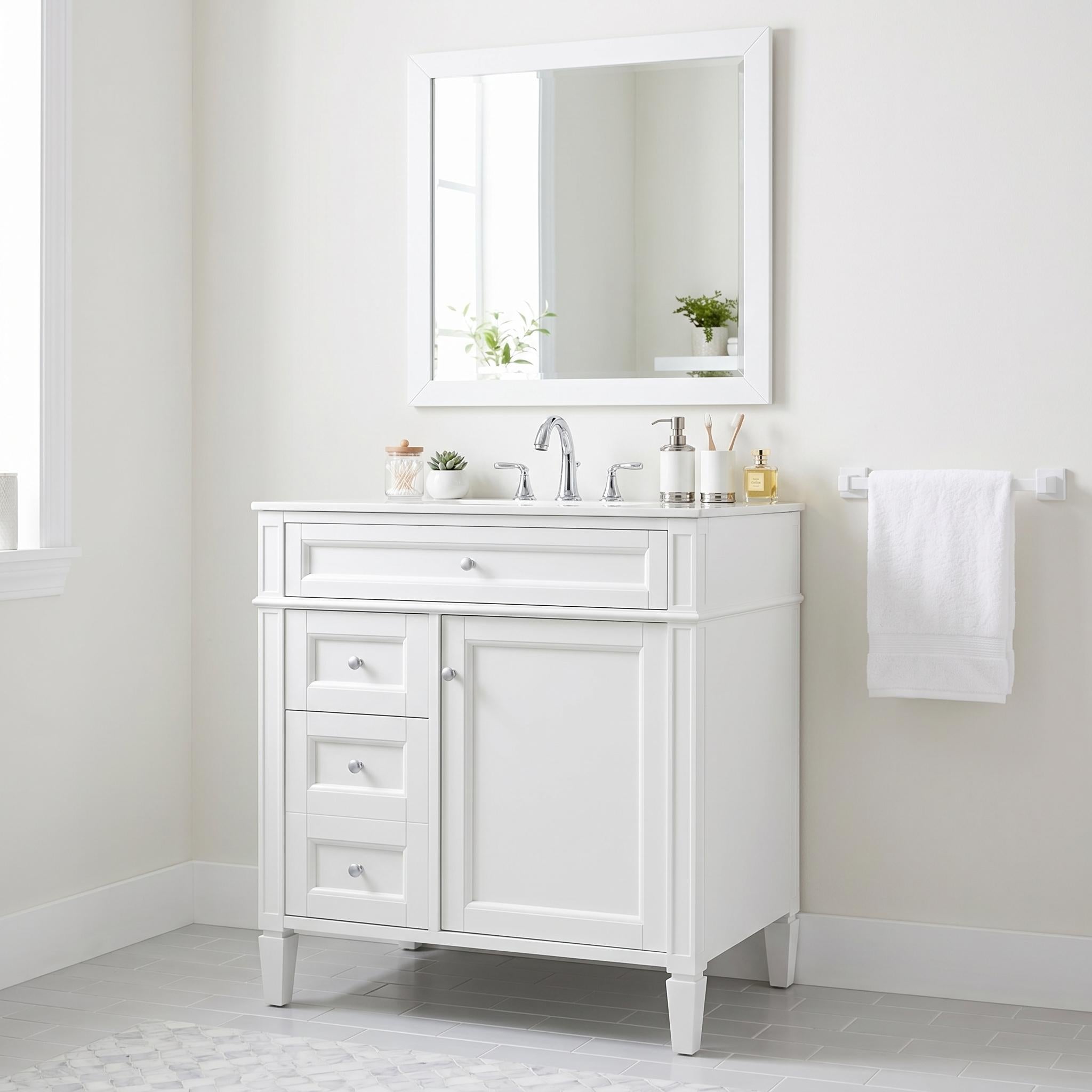 Homy Casa 30" Bathroom Vanity without Top Sink, Modern Storage Cabinet with Drawers and Tip-Out Drawer Open Box