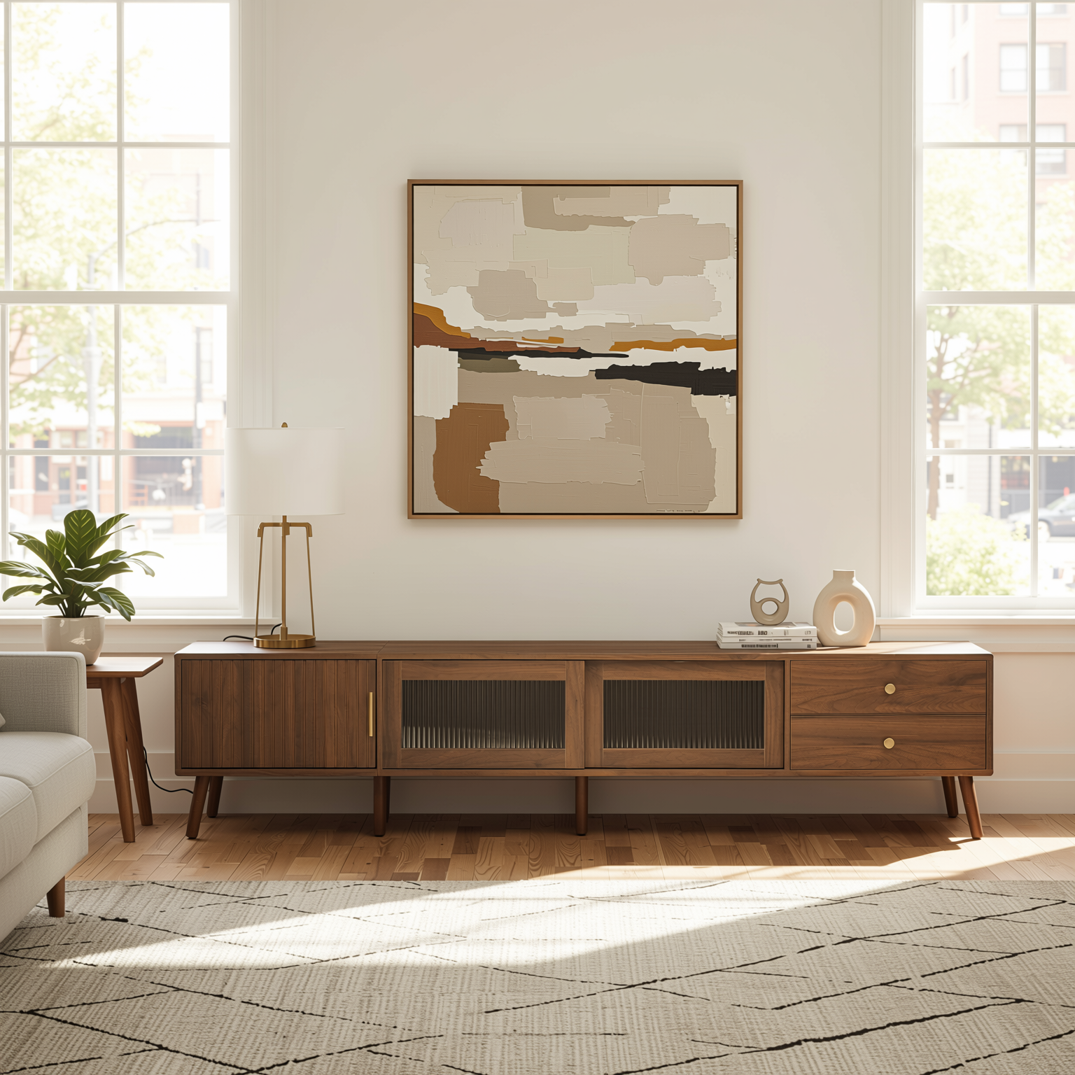 Kyoto 76” Low Profile TV Stand in Walnut Finish